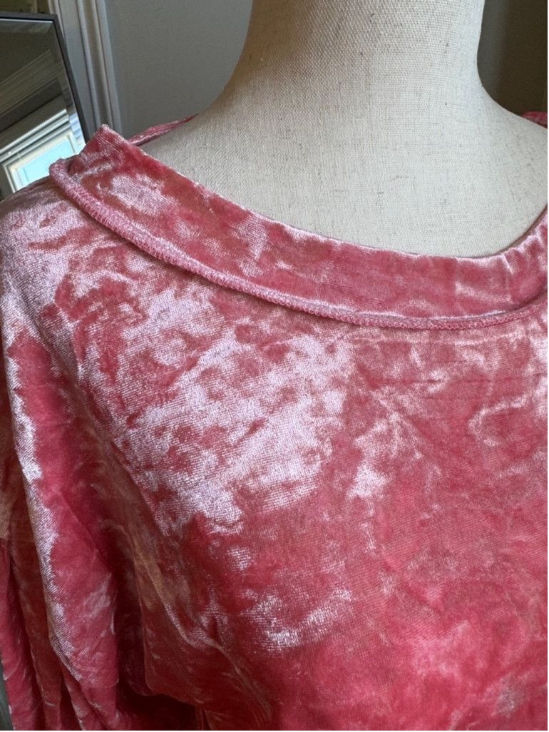 Anthropologie Maronie | Long Dolman Sleeved in Pink Salmon Velvet | L Size L / US 10 / IT 46 - 5 Thumbnail