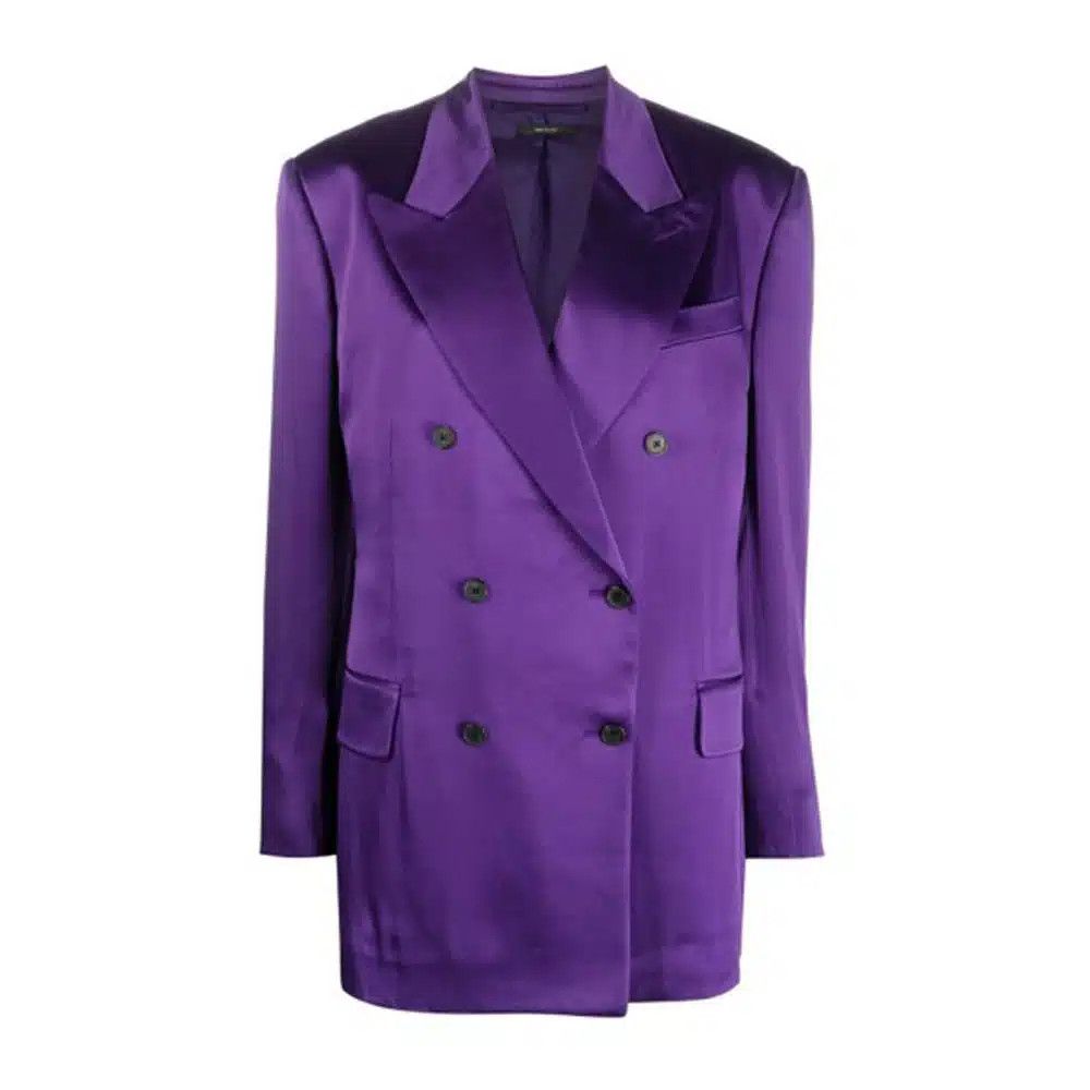 Tom Ford o1loc1c1224 GI2915 Double Breasted Satin Blazer in Purple Size XS / US 0-2 / IT 36-38 - 1 Preview