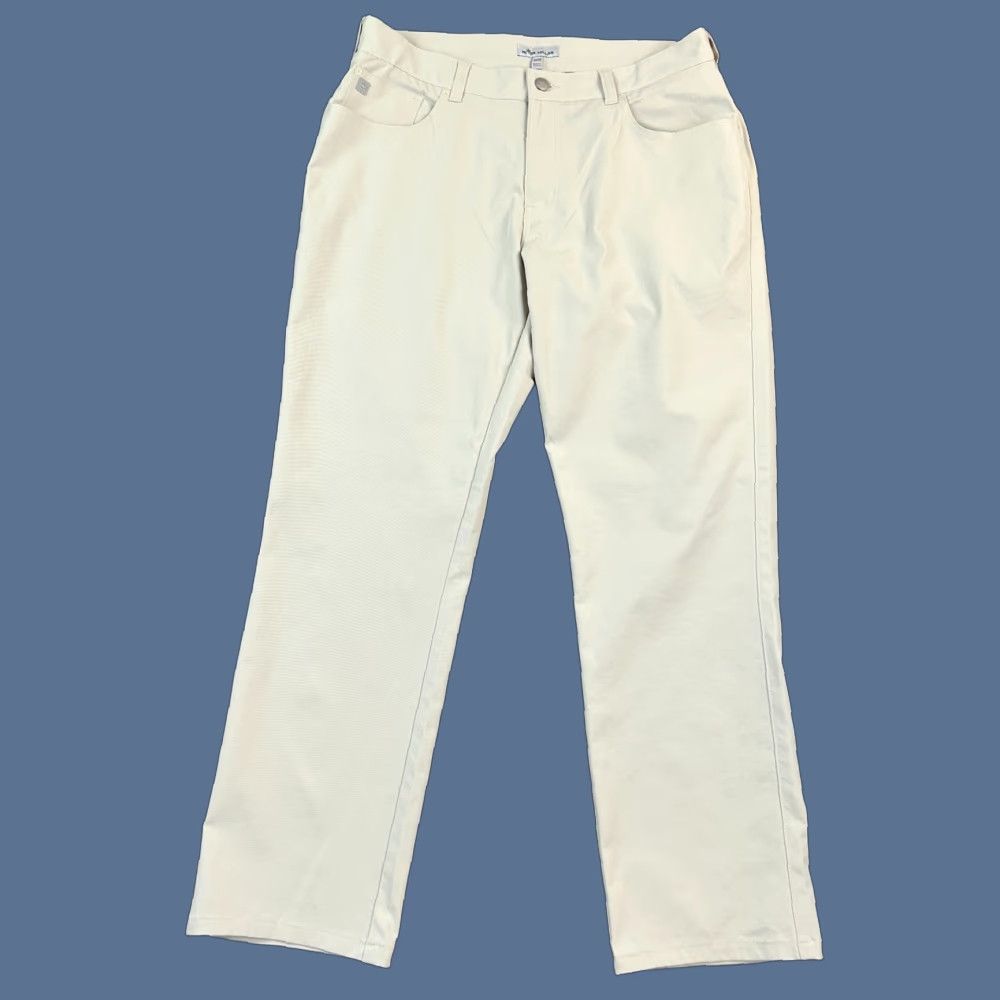 Peter Millar Pants Mens 35x29 Beige Performance 5 Pocket Casual Preppy Golf Chino Straight Regular Size 35 Beige Mens