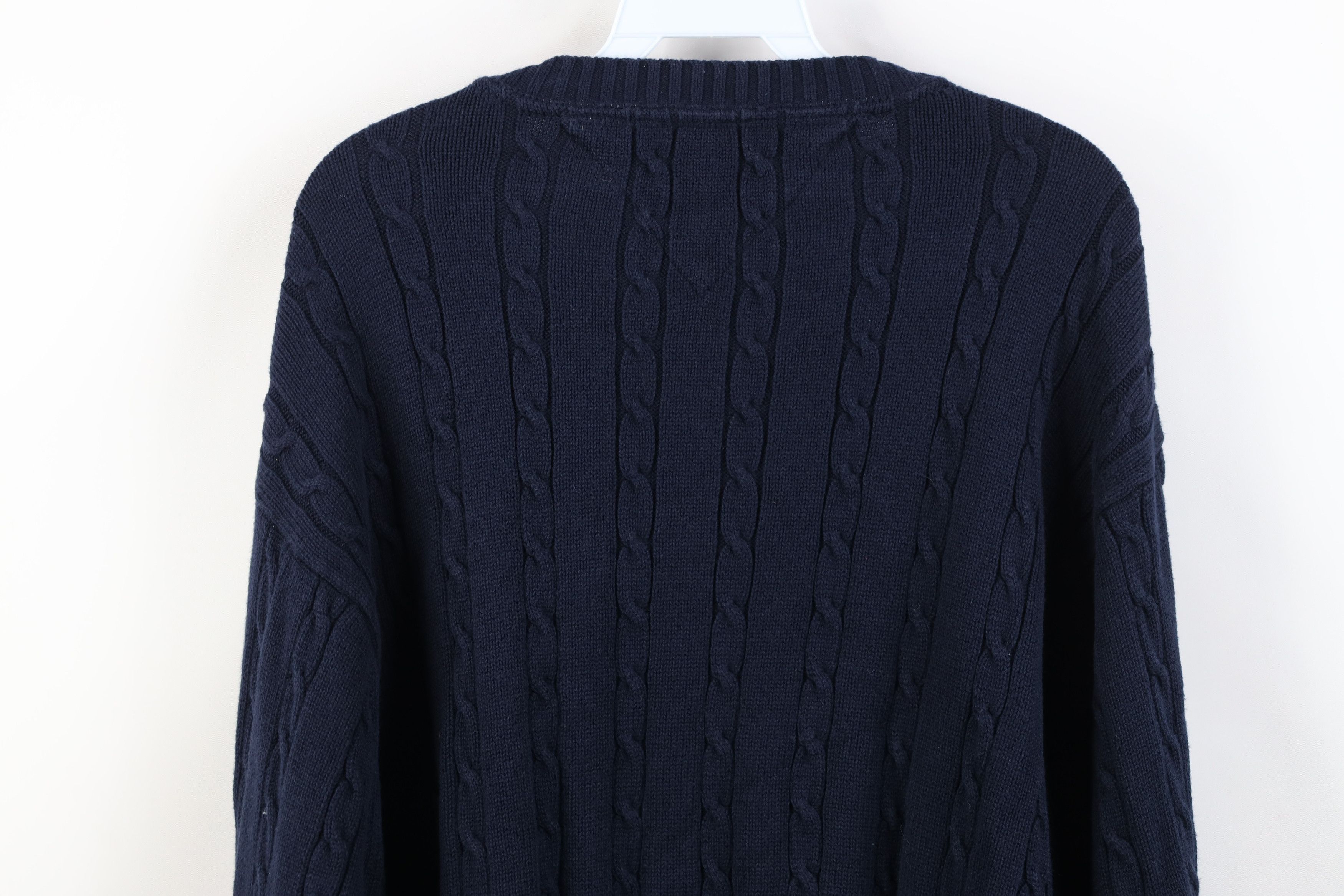 Tommy Hilfiger Vintage 90s Tommy Hilfiger Cotton Cable Knit Sweater Blue Size US XXL / EU 58 / 5 - 12 Thumbnail
