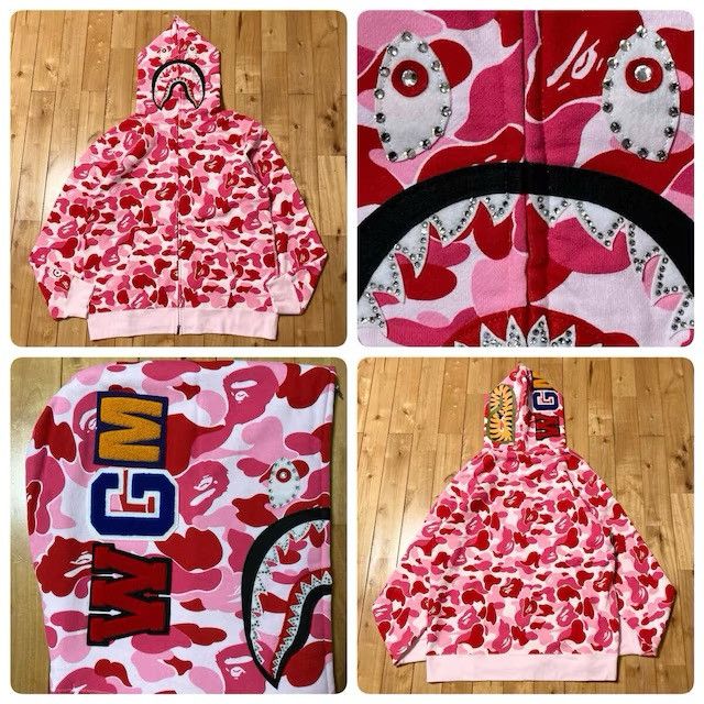 Bape BAPE ABC Camo Pink Crystal Stone Shark Full Zip Hoodie APE Size US XXL / EU 58 / 5 - 1 Thumbnail