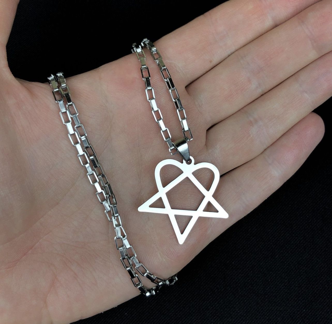 Jewelry Heart Necklace Punk Grunge Chain Y2K in Silver, Women's