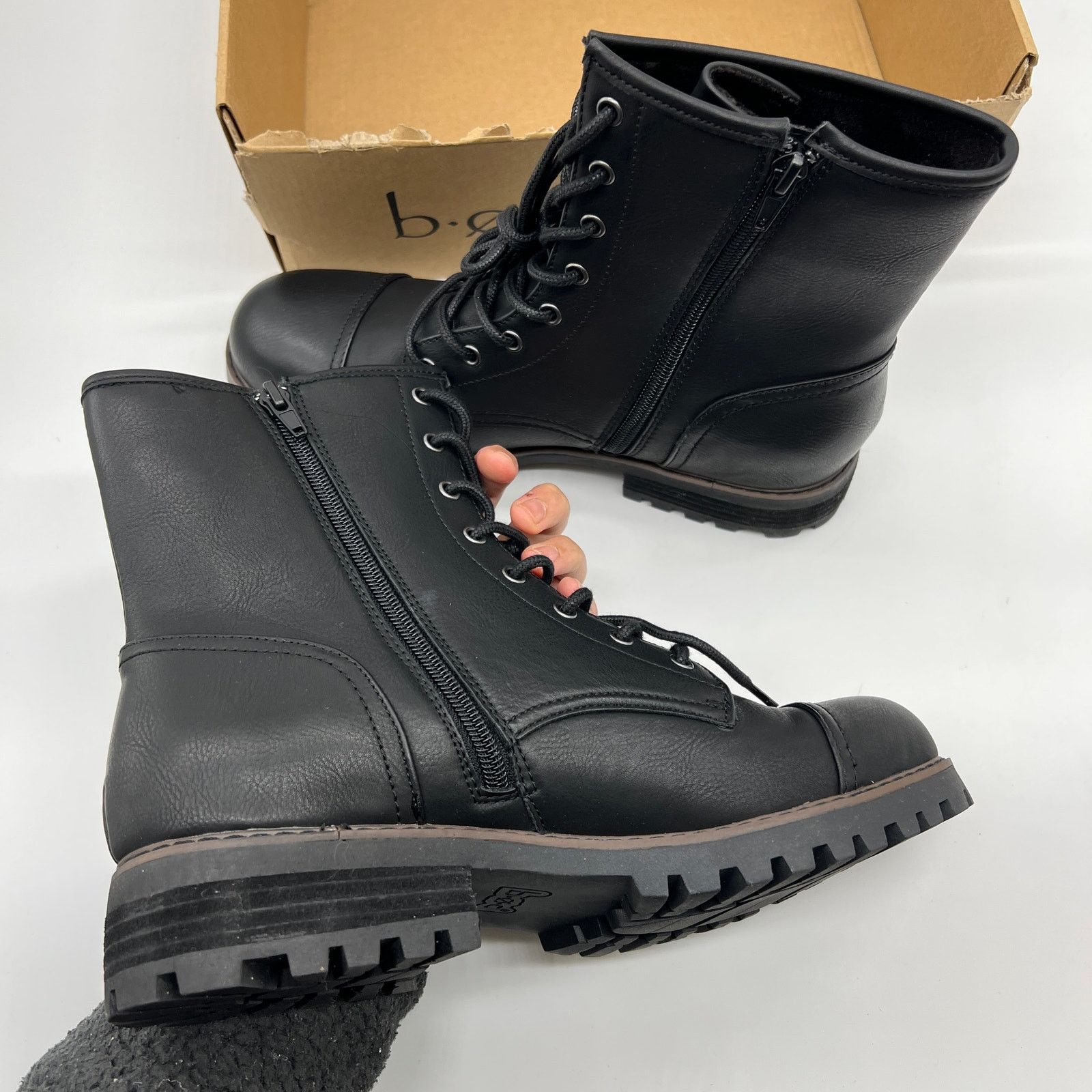 Other B.O.C Combat Boots Women's 9.5 M Black Faux Leather Boots Size US 9.5 / IT 39.5 - 3 Thumbnail