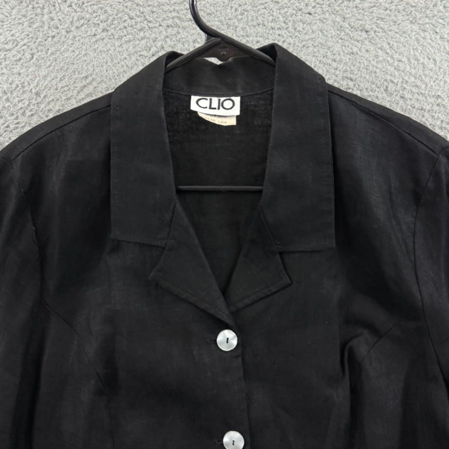 Vintage VINTAGE Clio Shirt Womens Large Black Linen Embroidered Button Boho Cottagecore Size M / US 6-8 / IT 42-44 - 3 Thumbnail