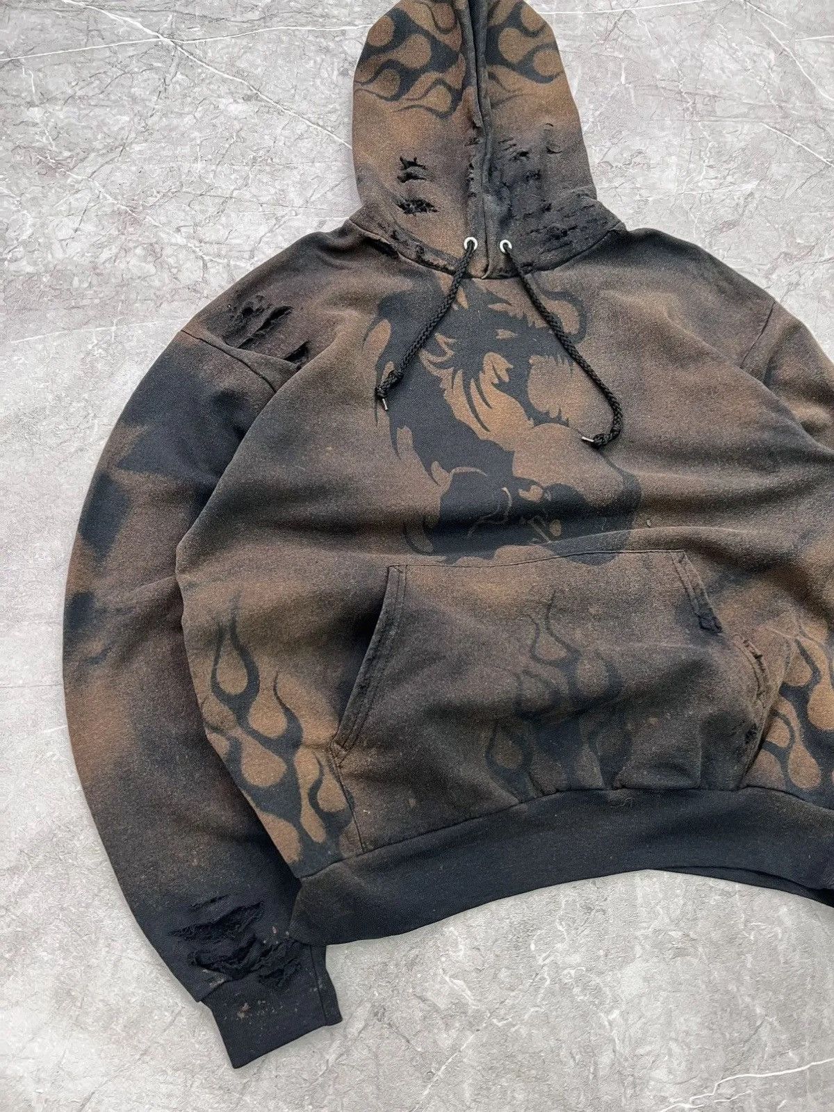 Hanes Archival dragon flame hystericglamour style hoodie faded y2k Size US L / EU 52-54 / 3 - 2 Thumbnail