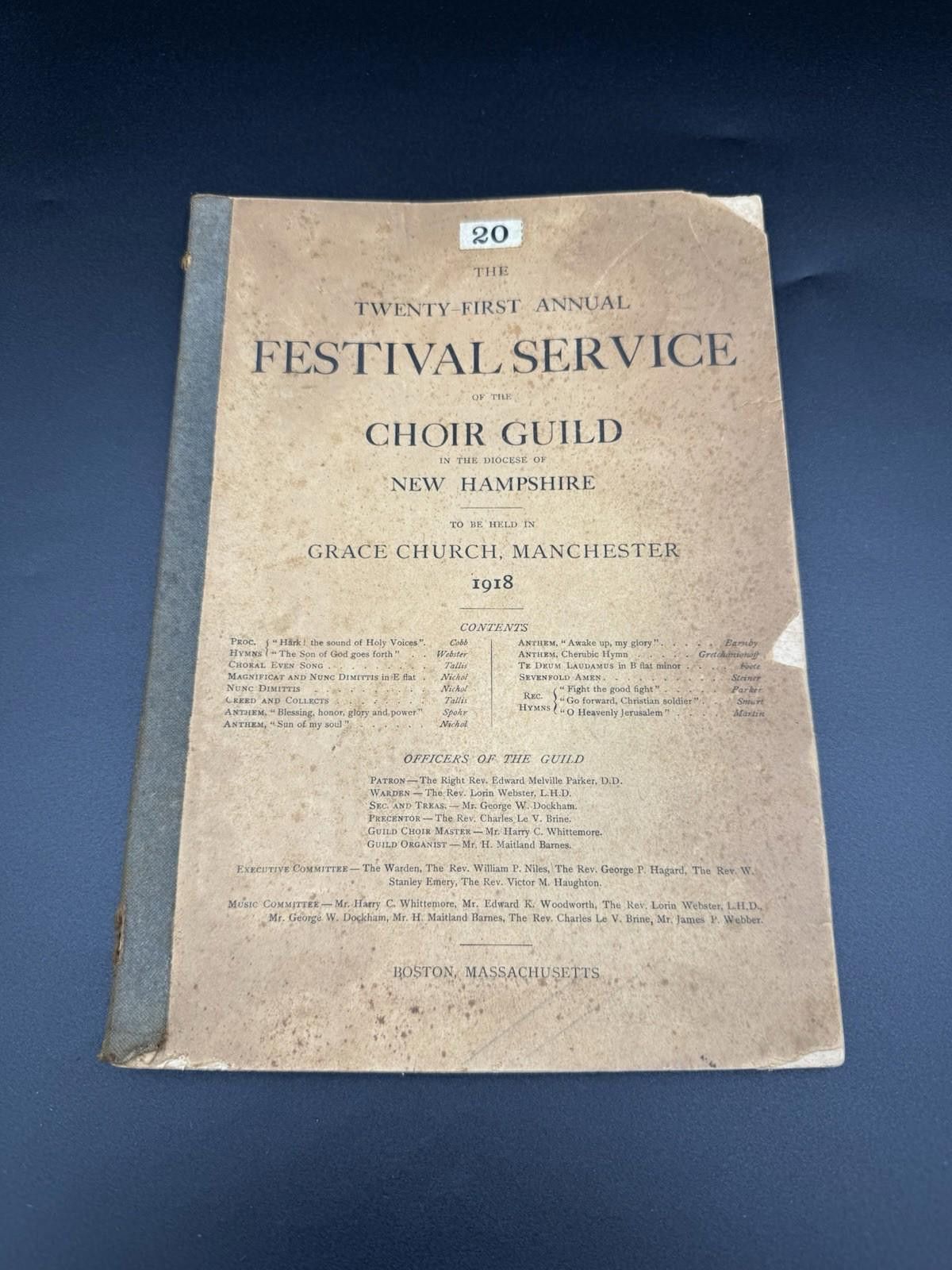 Designer 1918 Choir Guild Festival Service Pamphlet New Hampshire Size ONE SIZE - 3 Thumbnail
