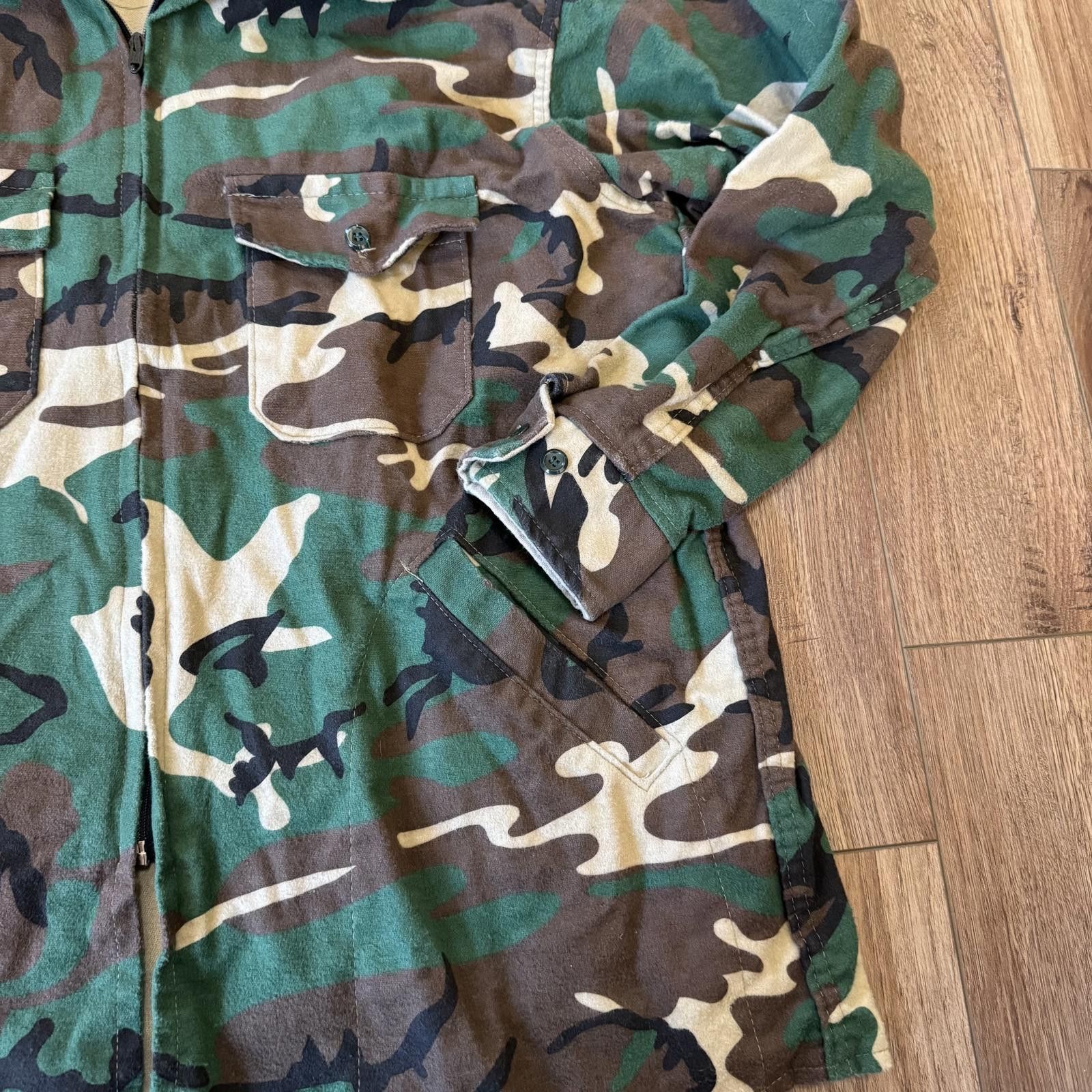 Cabelas Vintage 80s Cabela’s Camo Chamois Flannel Zip Up Hunting Size US L / EU 52-54 / 3 - 3 Thumbnail