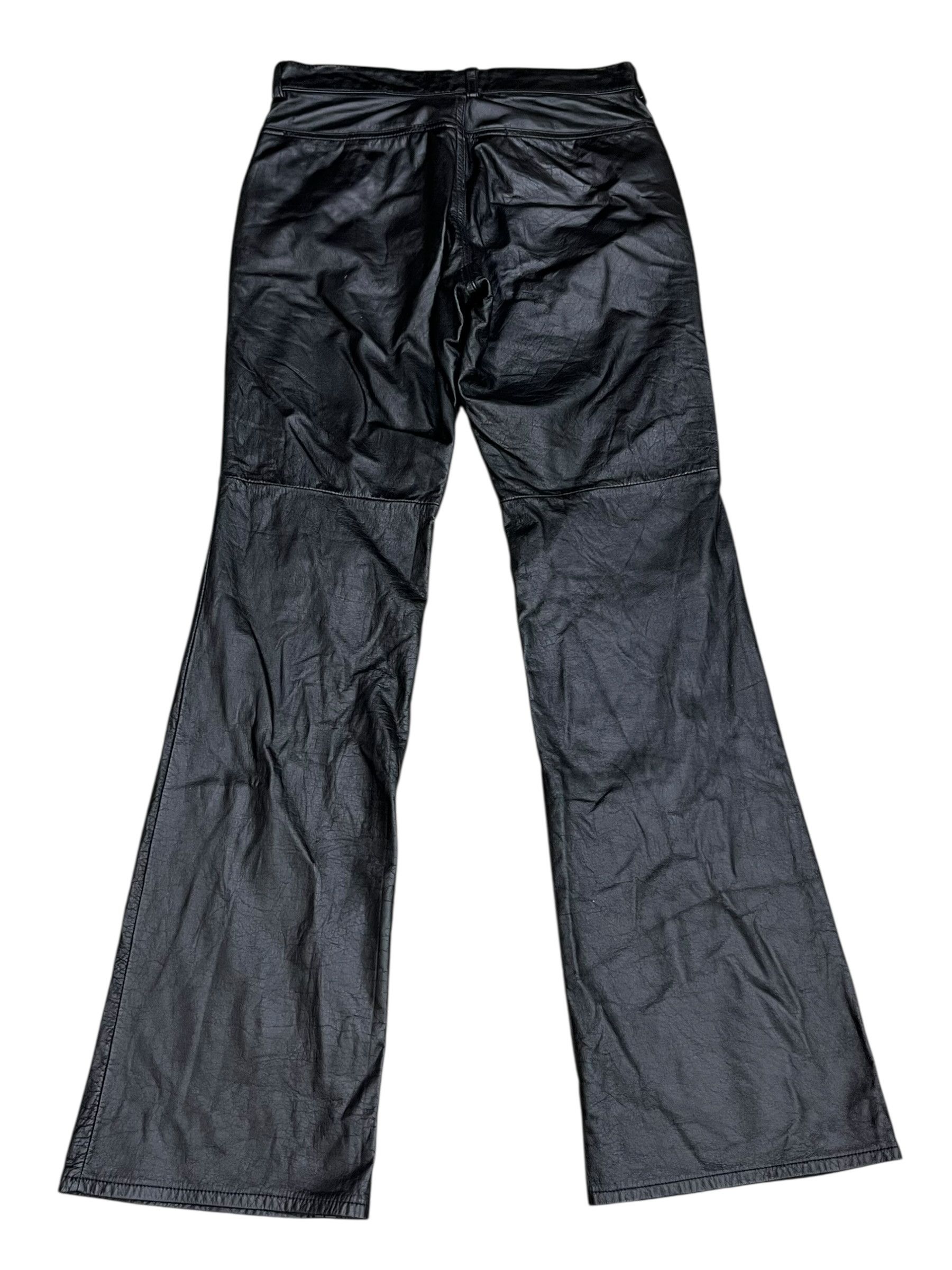 Genuine Leather 🔥90’s NICOLE MATSUDA Black Punk Flare Light Leather Pants Size US 28 / EU 44 - 4 Thumbnail