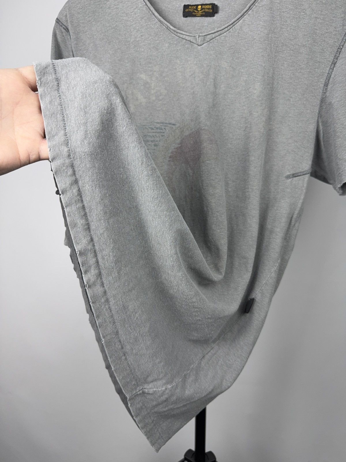 Harley Davidson Rude Riders Vintage Washed Biker Moto 00s V-Neck Tee Grey M Size US M / EU 48-50 / 2 - 5 Thumbnail