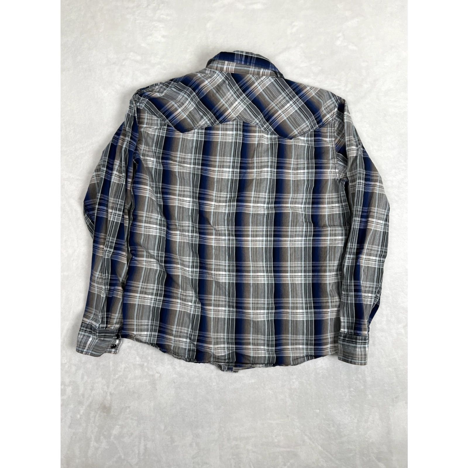 Vintage Moonshine Spirit Shirt Mens Medium Blue Plaid Western Snap Front Regular Fit Size US M / EU 48-50 / 2 - 6 Thumbnail