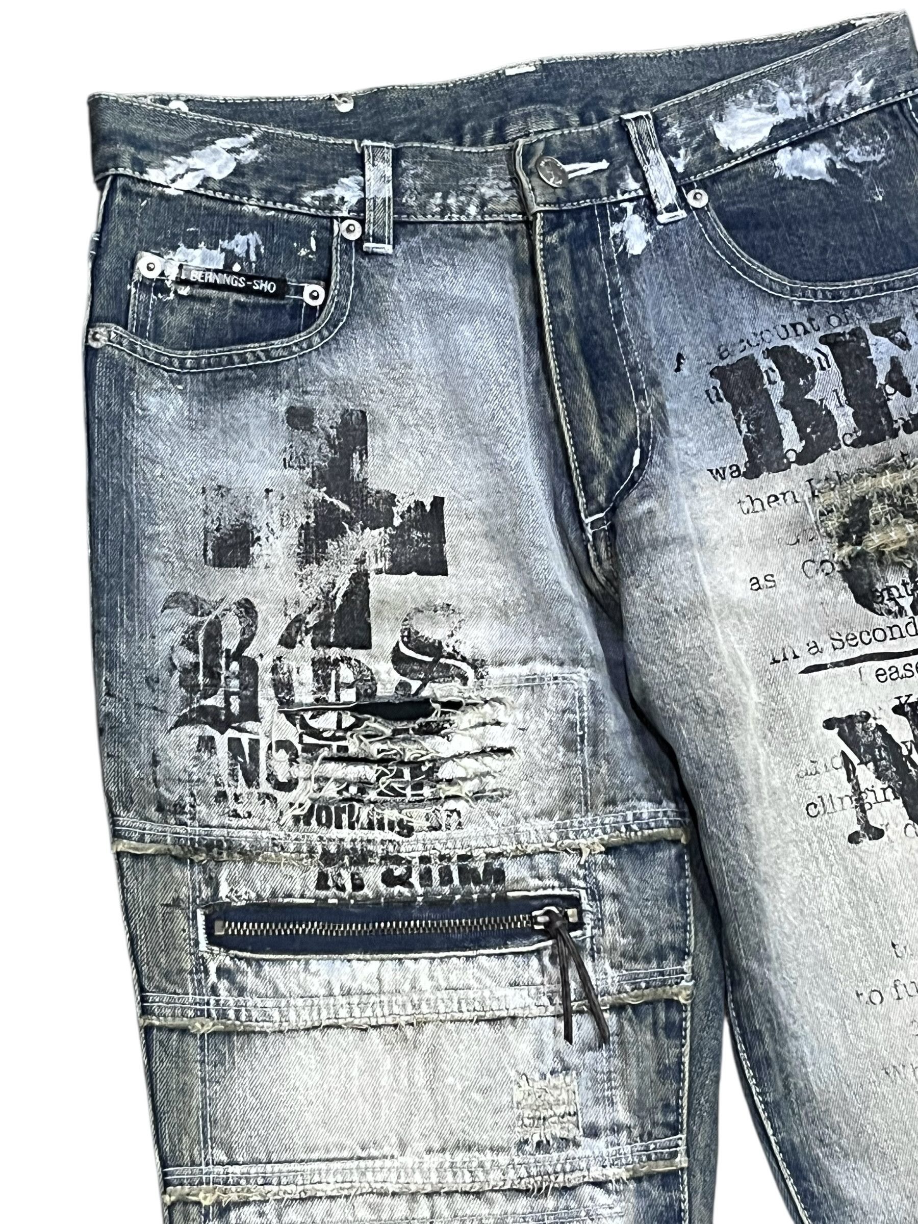 BERNINGS SHO Vtg BERNINGS-SHO Punk Distressed Poem Minimalist Flare Denim Size US 29 - 5 Thumbnail
