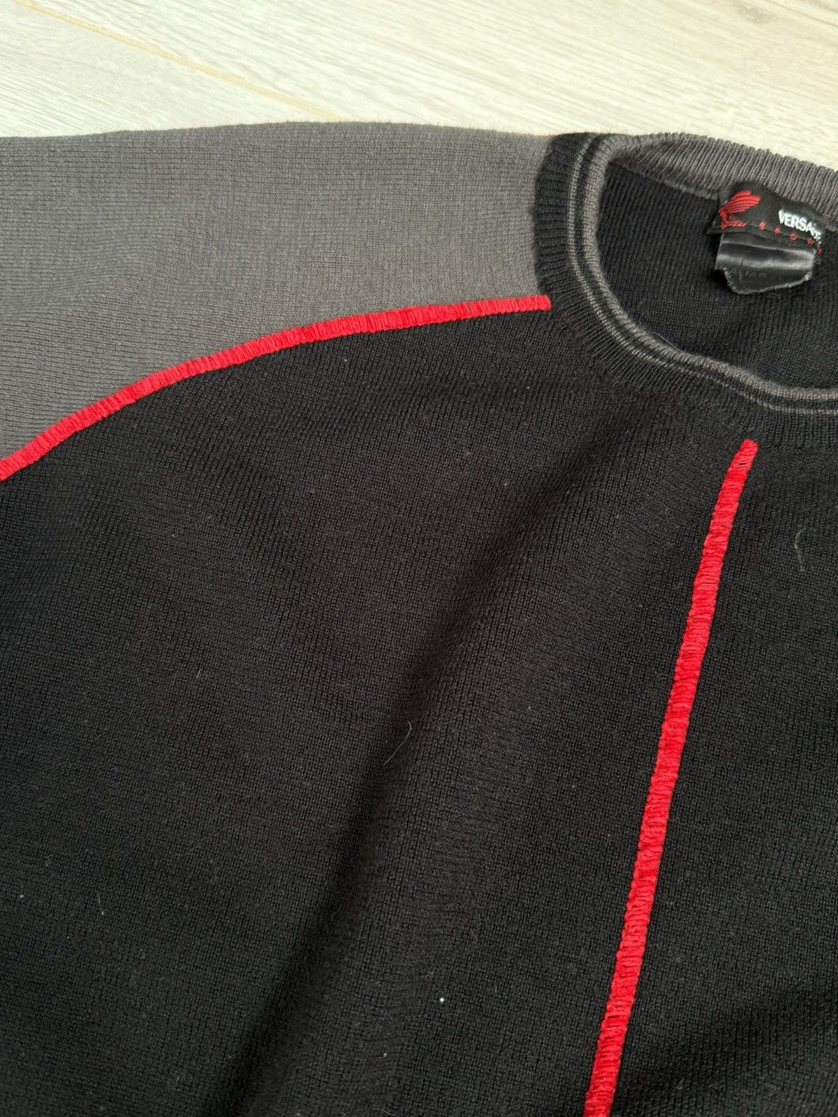Versace Vintage Versace Sport Knit Sweater with Red Stitching Size US M / EU 48-50 / 2 - 6 Thumbnail