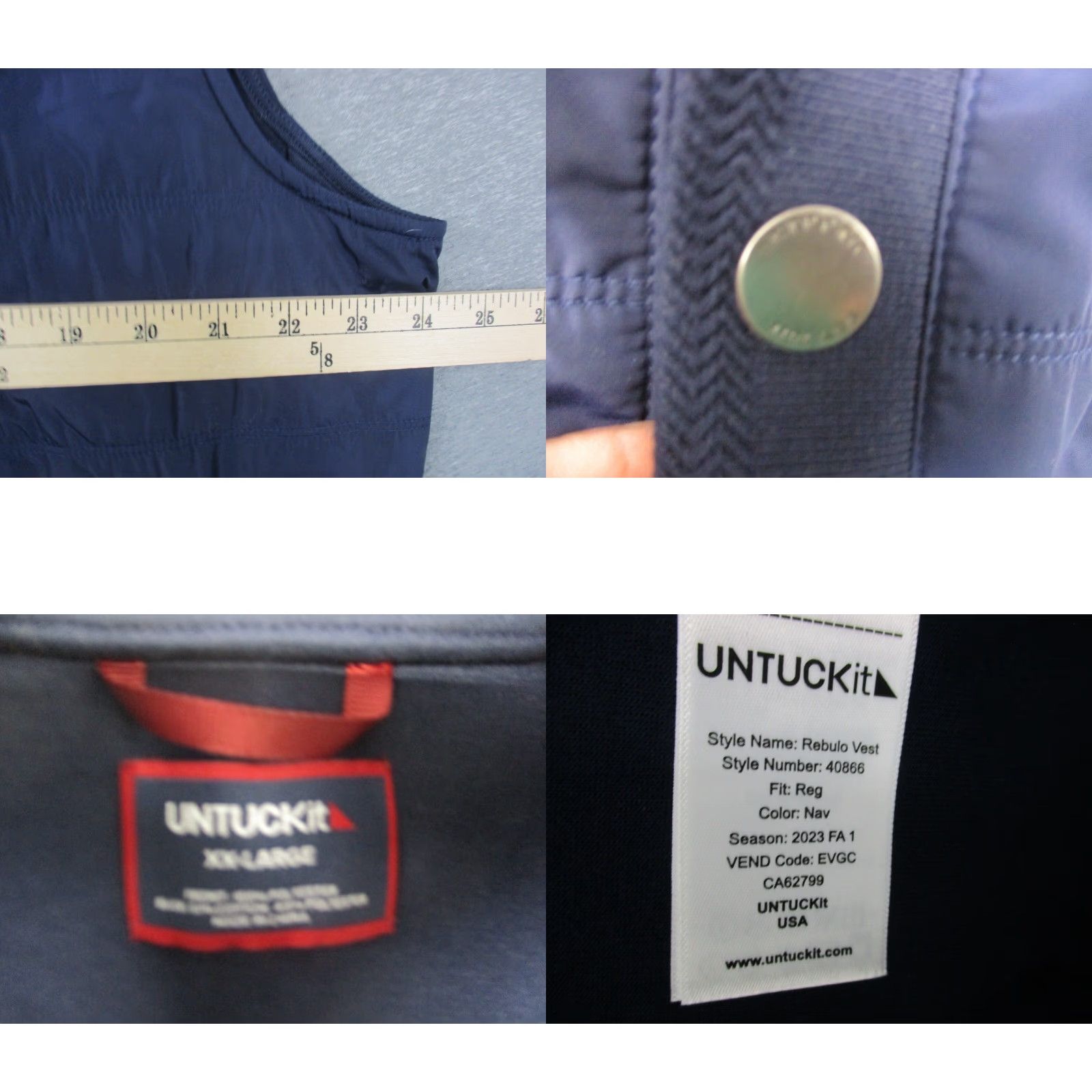 UNTUCKit UNTUCKit Blue Rebulo Vest XXL Full Zip Sleeveless Quilted Men’s Vest Blue Regular Size 2XL Casual Outdoors Mens Size US XXL / EU 58 / 5 - 8 Thumbnail
