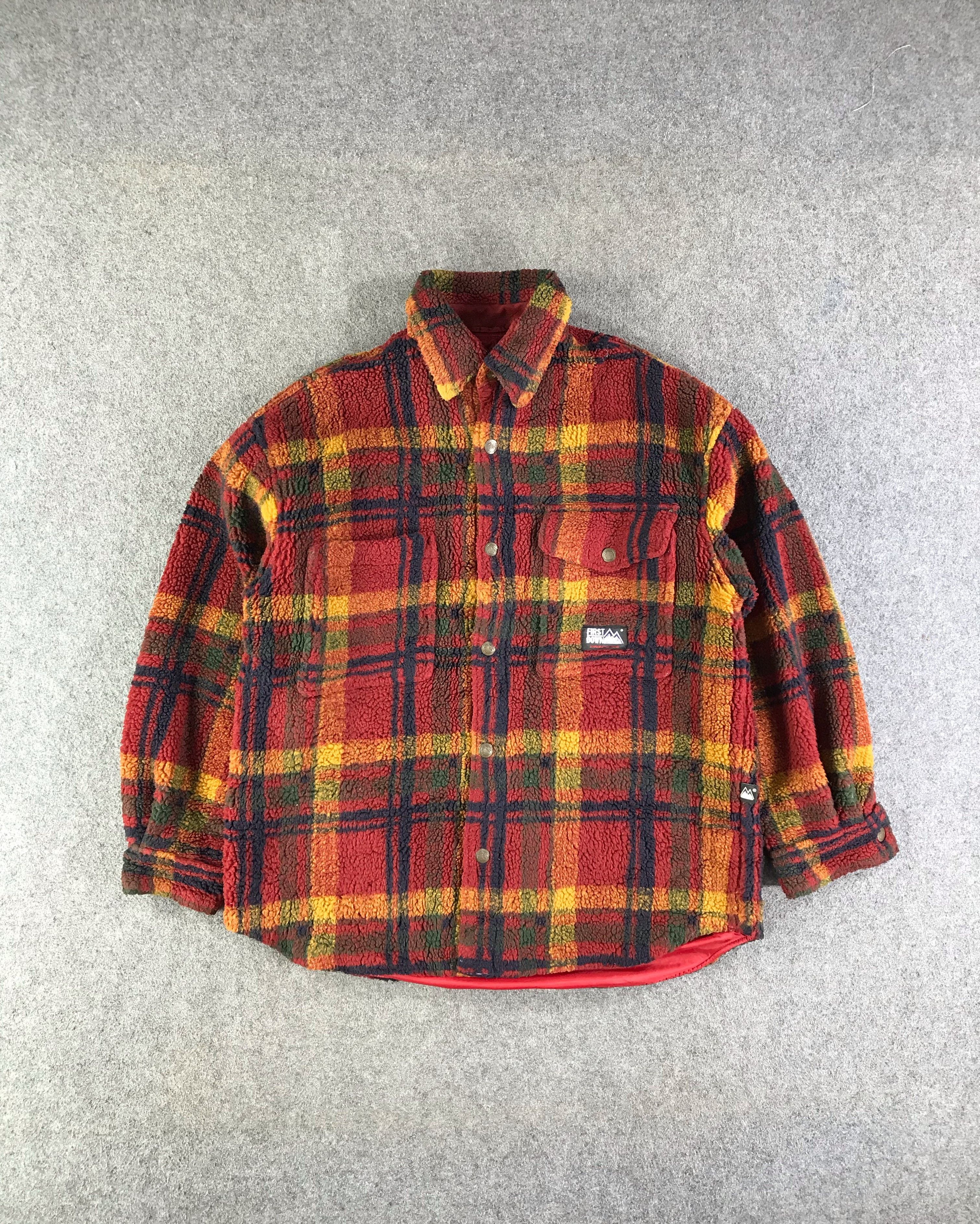 Japanese Brand First Down Fleece Plaid Jacket -JC291 Size US M / EU 48-50 / 2 - 1 Thumbnail