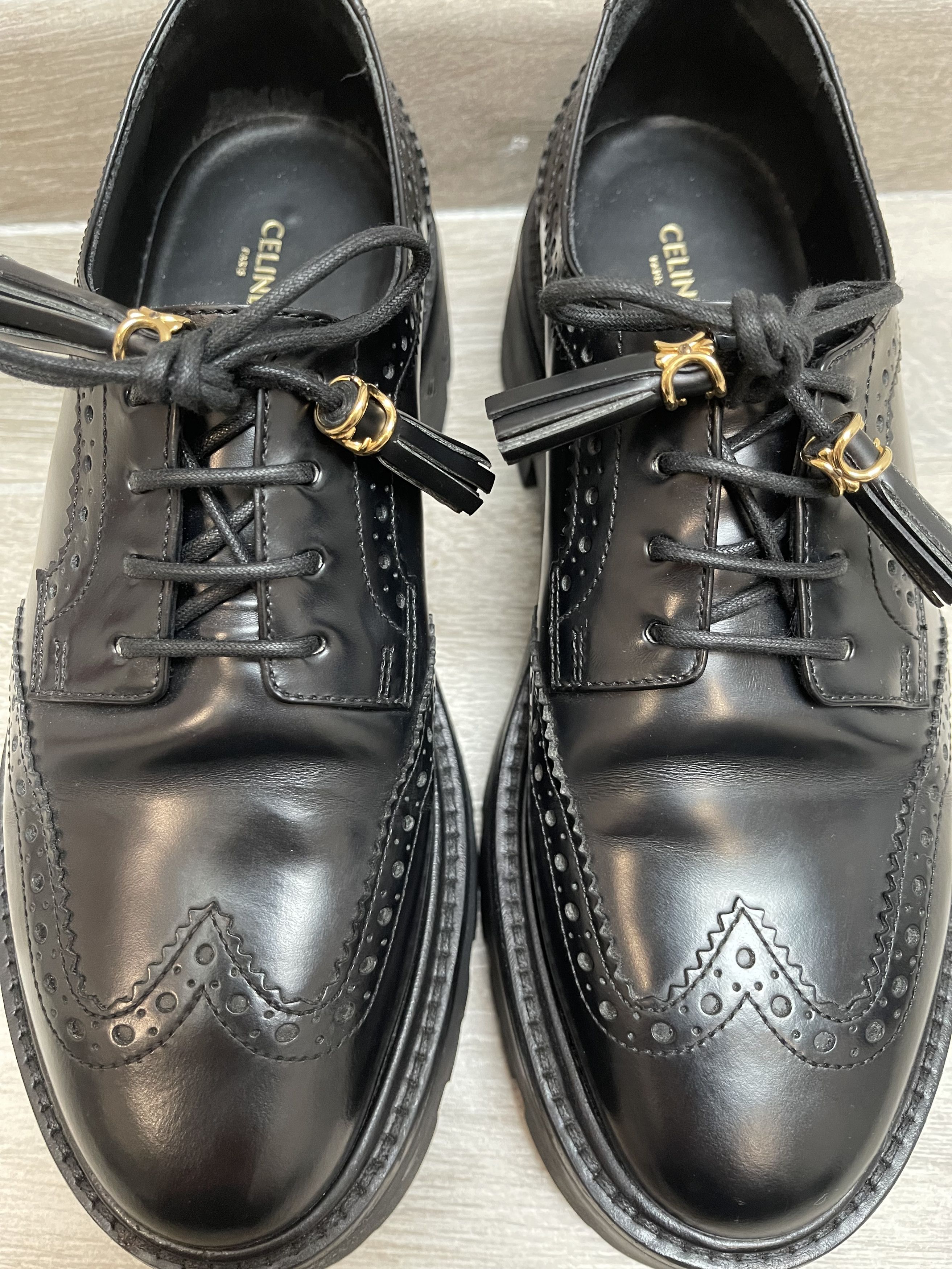 Celine Derby In Black Polished Bull Leather Size US 10 / IT 40 - 3 Thumbnail