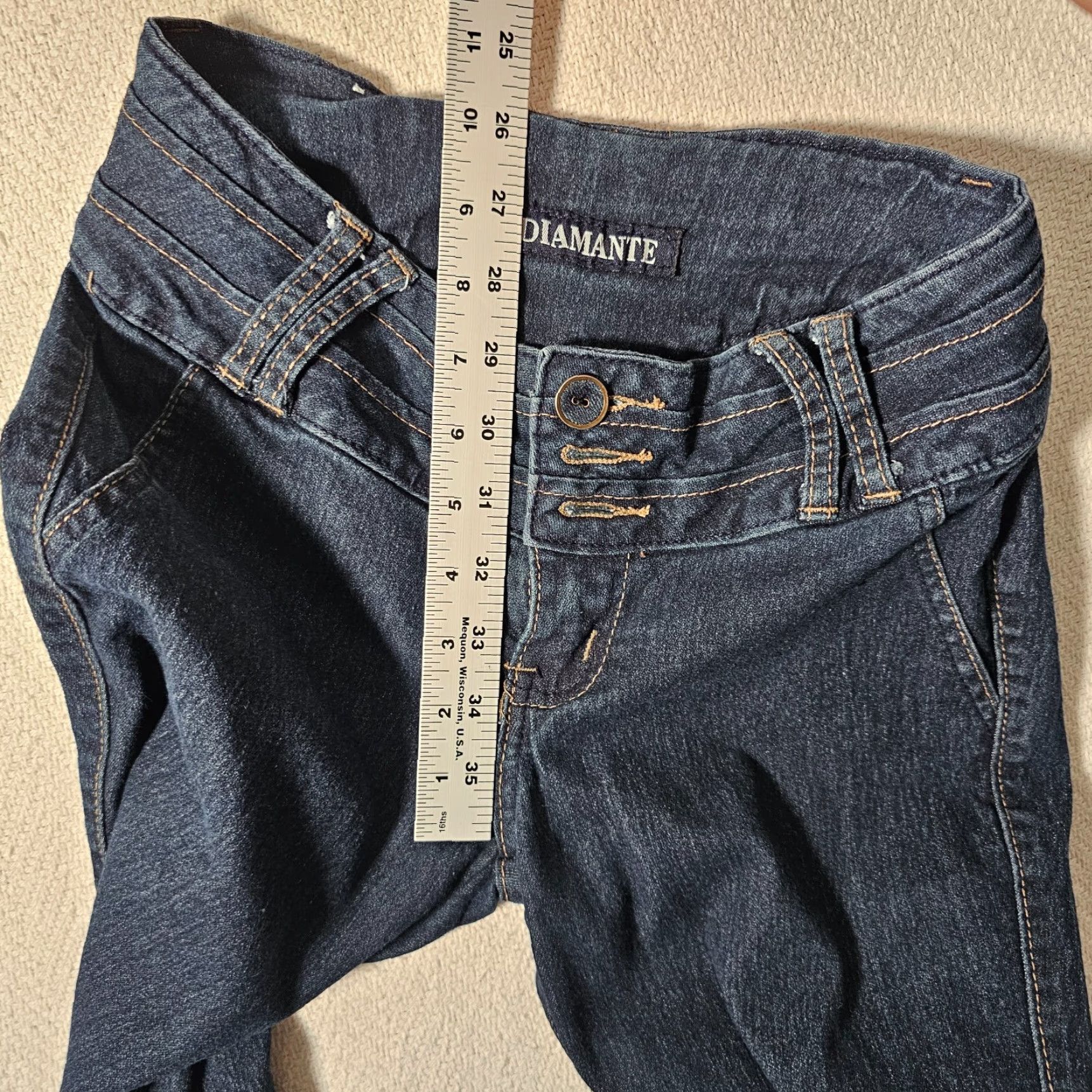 Denime Diamante Jeans Women's Jeans Skinny Dark Blue Wash Denim Jegging 3 Slim Stretch Size 34" / US 12 / IT 48 - 6 Thumbnail