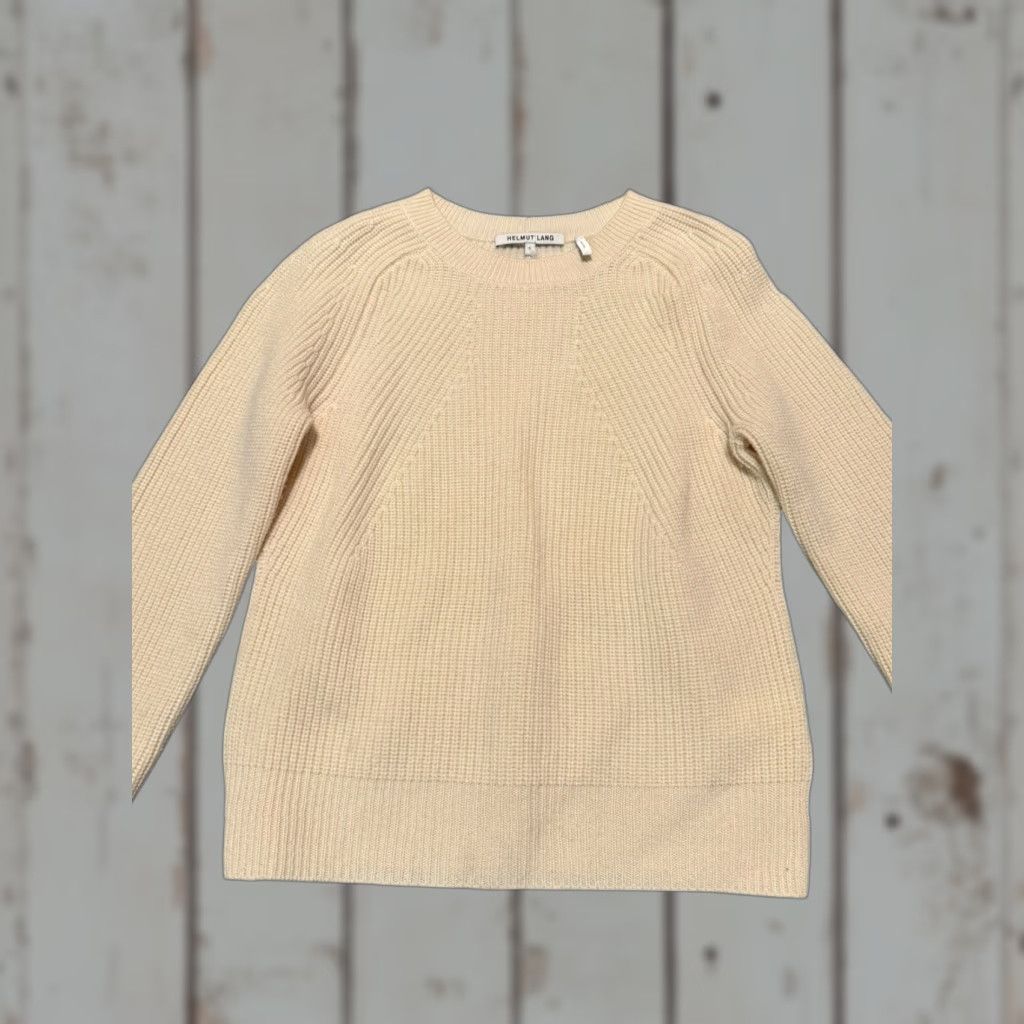 Helmut Lang HELMUT LANG Ribbed Wool Cashmere Sweater Ivory Shaker Knit Pullover Size Small Size S / US 4 / IT 40 - 1 Thumbnail