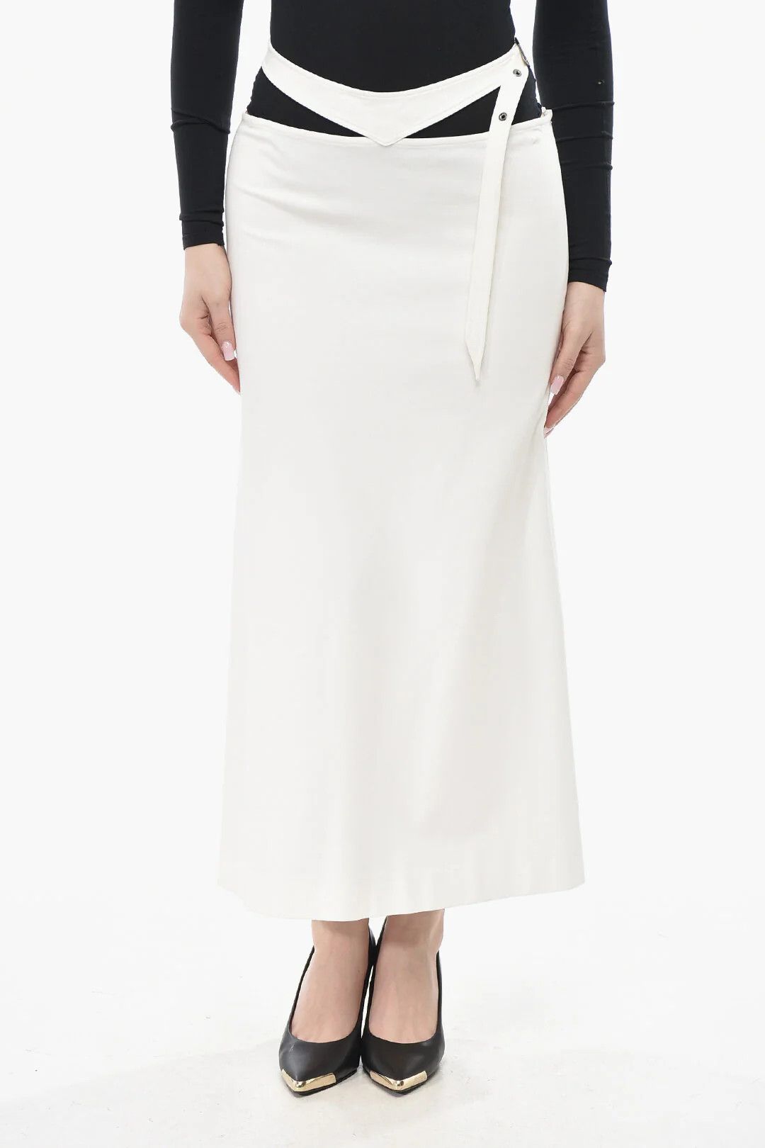 The Attico og1mm0426 Jersey Midi Skirt in White Size 28" / US 6 / IT 42 - 1 Thumbnail