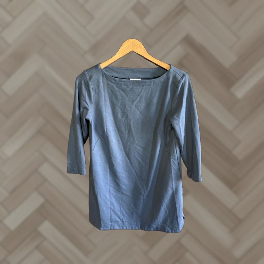 J. Jill J. Jill Womens Blouse Shirt Blue S Short Sleeve Ponte Size Small Size S / US 4 / IT 40 - 1 Thumbnail