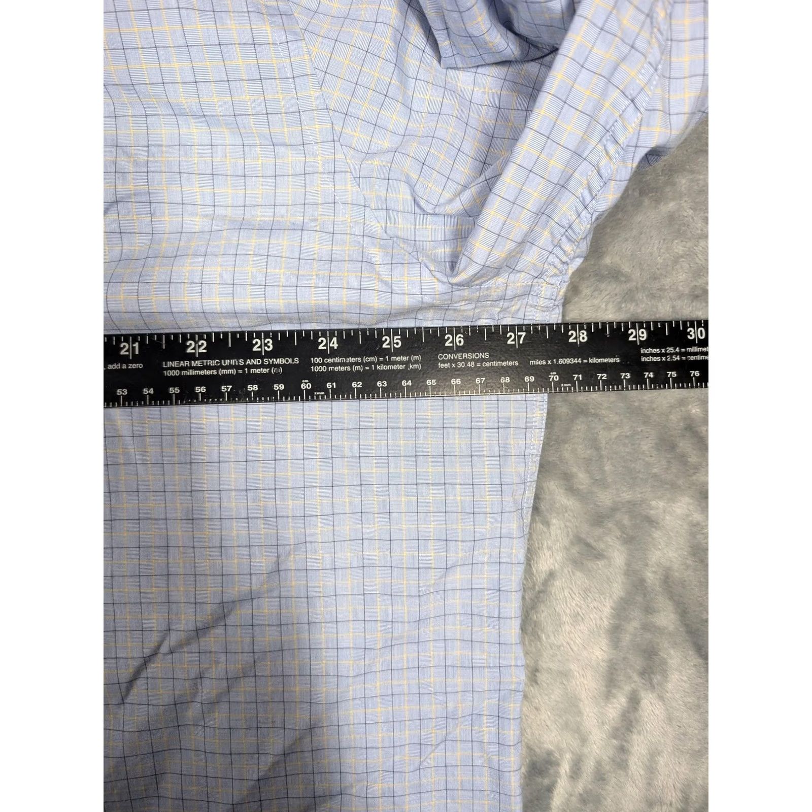 Charles Tyrwhitt Charles Tyrwhitt Dress Shirt Mens 18 36/37 Blue Check Classic Fit Long Sleeve Mens 18 36/37 Blue Check Shirt Size 48R - 3 Thumbnail