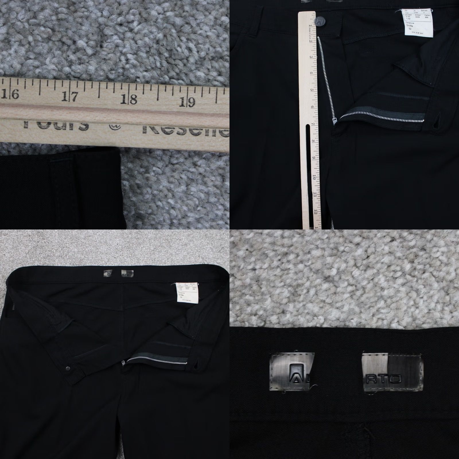 Vintage ALBERTO Pants Mens 36 x 28 Black Flat Front Stretch Size US 36 / EU 52 - 8 Thumbnail