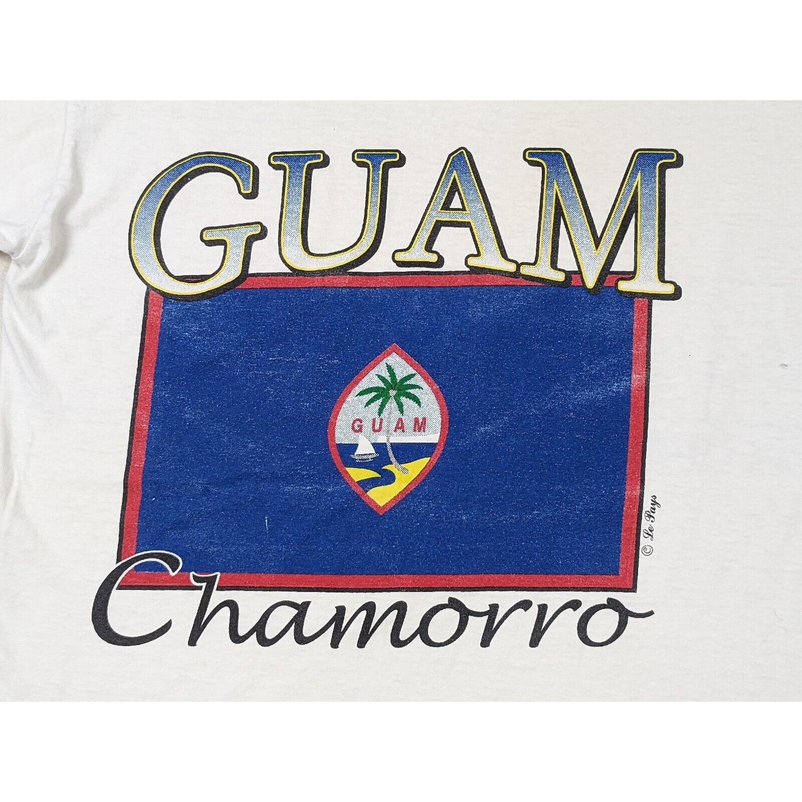 Other Vtg 90s Guam Chamorro Shirt White International Flag Island Size US M / EU 48-50 / 2 - 2 Thumbnail