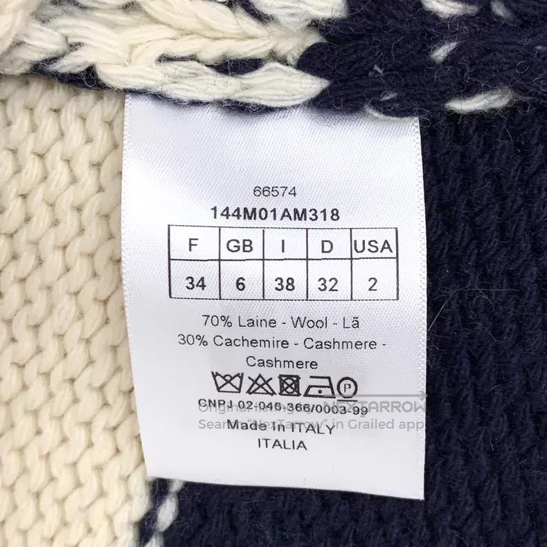 Dior Dior Color-blocked striped horn buckle wool navy collar lo Size XXS / US 00 / IT 34 - 7 Thumbnail