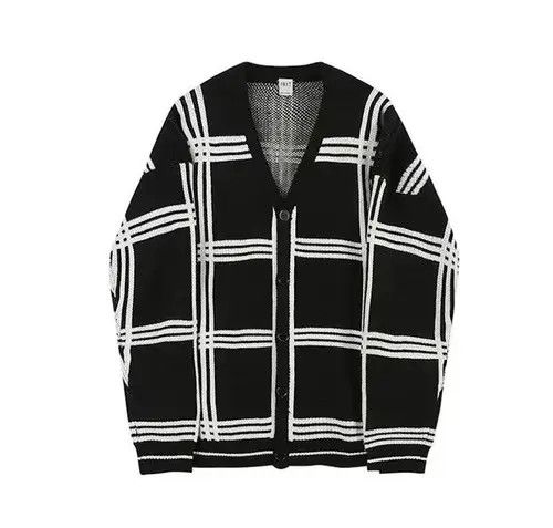 Japanese Brand Flannel Graphic Pattern Detail Black Cardigan Sweater Size US XL / EU 56 / 4 - 2 Thumbnail