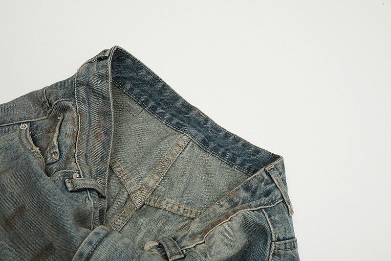 Japanese Brand American men's loose straight leg washed distressed jeans Size US 32 / EU 48 - 4 Thumbnail
