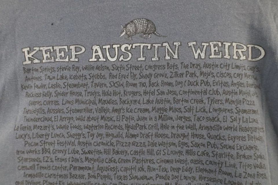Vintage Vintage 90s Streetwear Stonewash Austin Weird Texas T-Shirt Size US XL / EU 56 / 4 - 10 Thumbnail