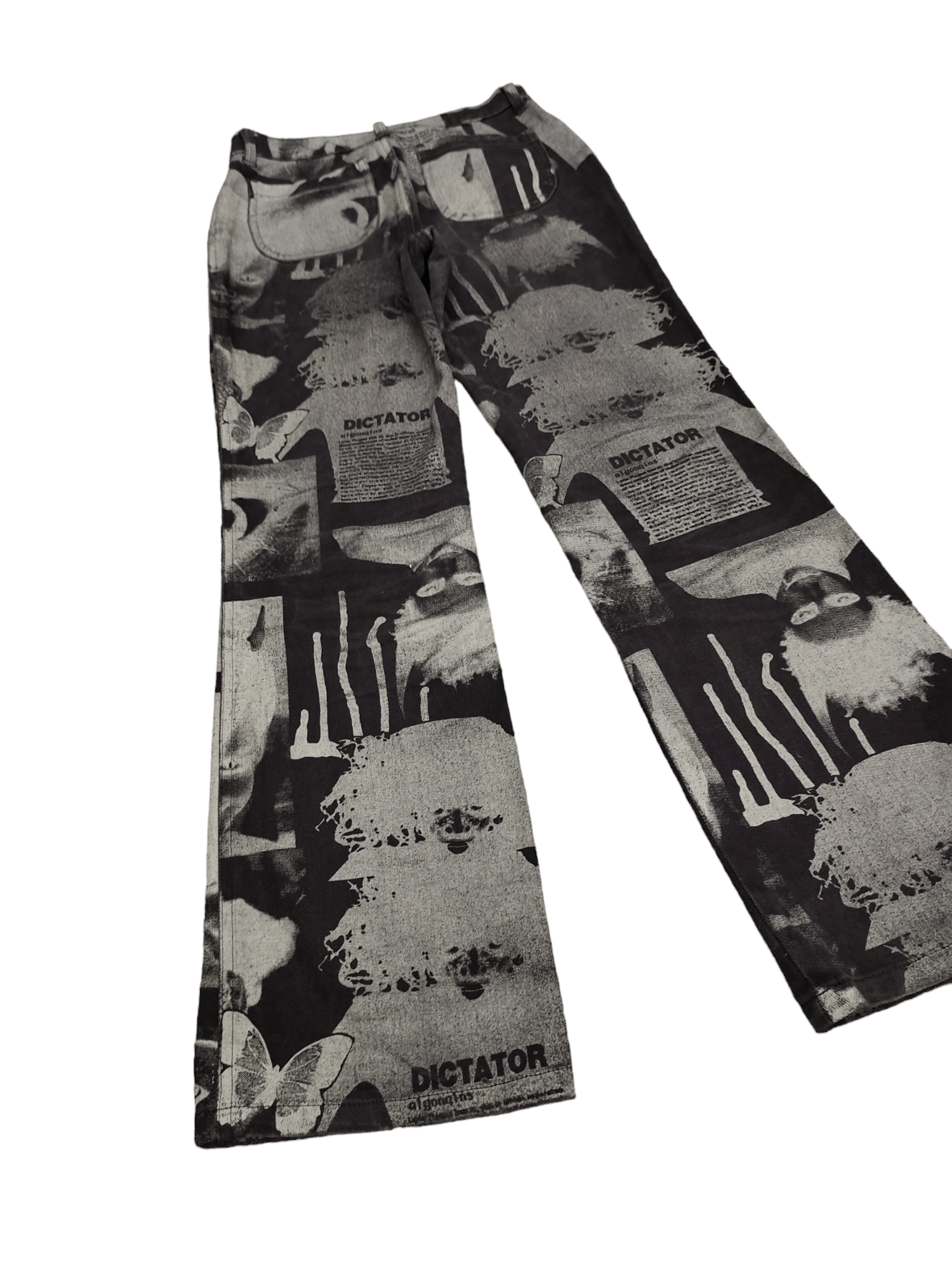 Jean Paul Gaultier Flare Pants Algonquins 'Dictator' Printed Boot Cut Jpg Style Size US 27 - 13 Thumbnail
