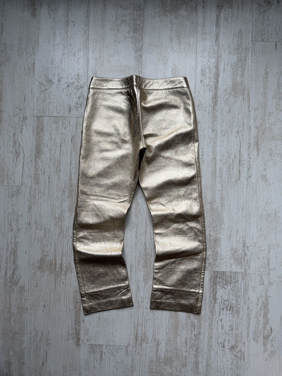 Marni MARNI Gold Metallic Leather Straight Trousers IT 38 Luxury Size 26" / US 2 / IT 38 - 10 Thumbnail