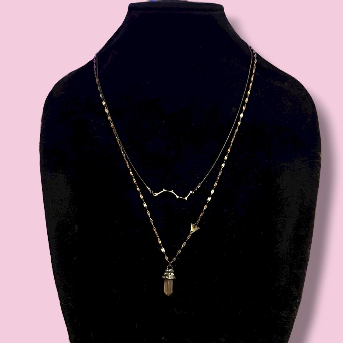 Other Long layered two tone constellation/crystal pendant necklace Size ONE SIZE - 1 Thumbnail