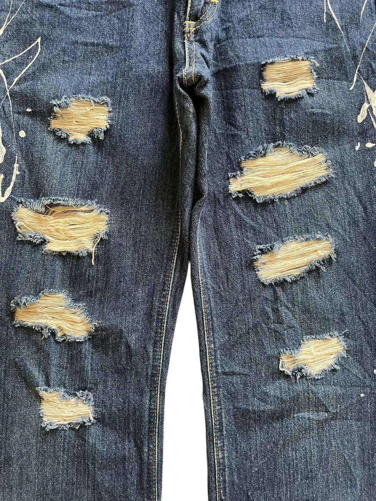 Edwin × Lee Vintage Japanese Lee Sanforized Splatter Ripped Flare Jeans Size 26" / US 2 / IT 38 - 5 Thumbnail