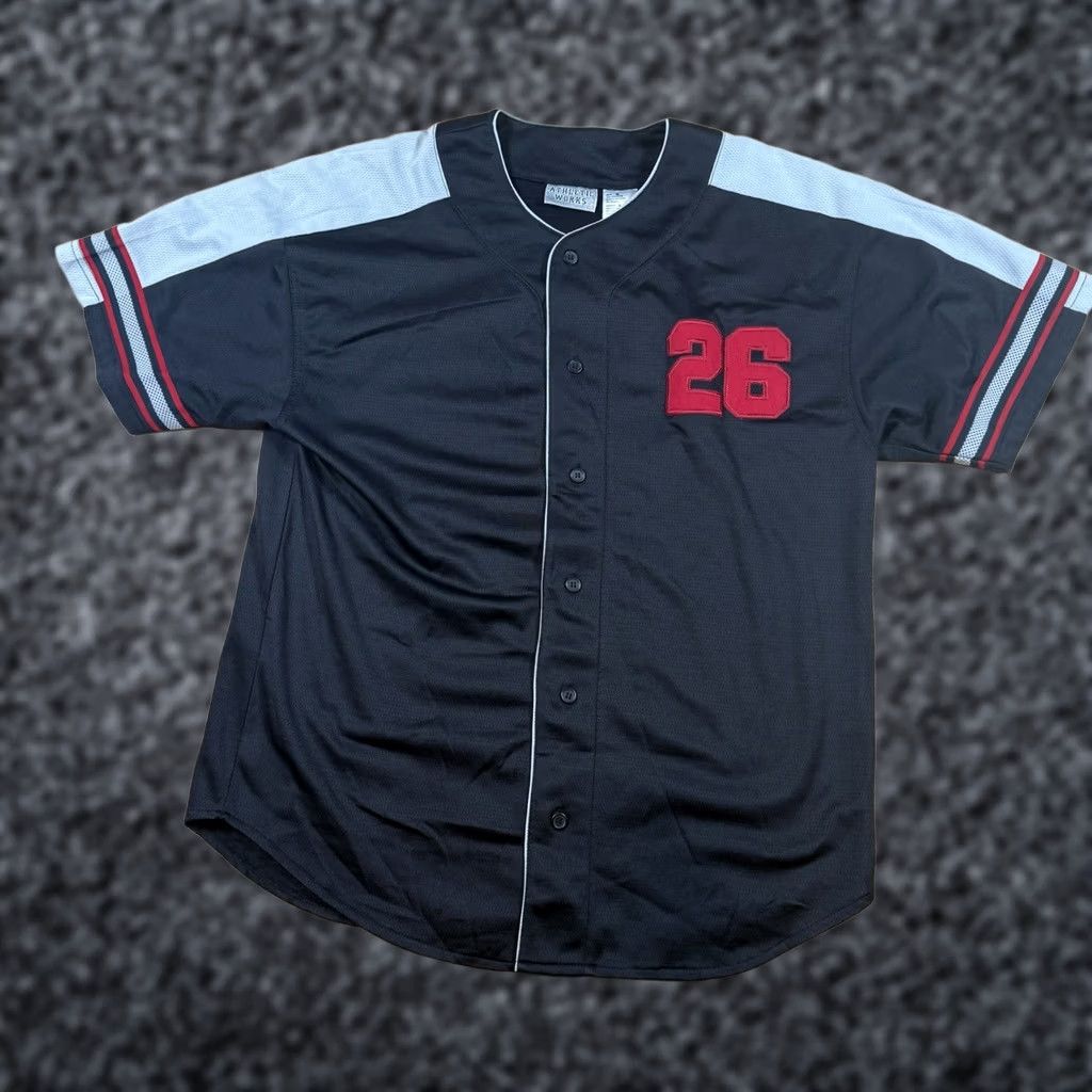 Athletic Works VINTAGE Athletic Works Baseball Jersey Shirt Mens M Black Button, Blue, 26, Casual, Activewear, Baseball, Men Size US M / EU 48-50 / 2 - 1 Thumbnail
