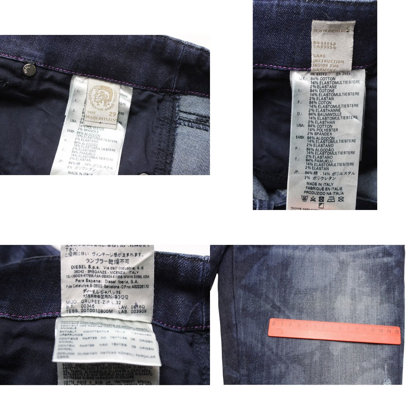 Diesel DIESEL Grupee-Zip Super Slim-Skinny Low Waist 0816Q Jeans Women's W29 L32 Ankle Blue Faded Distressed Size 29" - 8 Thumbnail