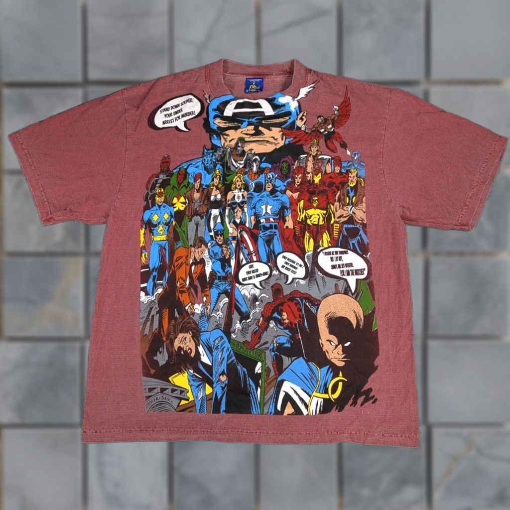 Vintage VINTAGE Marvel Shirt Mens XL Rush Avengers Captain America Spiderman Size Size US XL / EU 56 / 4 - 1 Thumbnail
