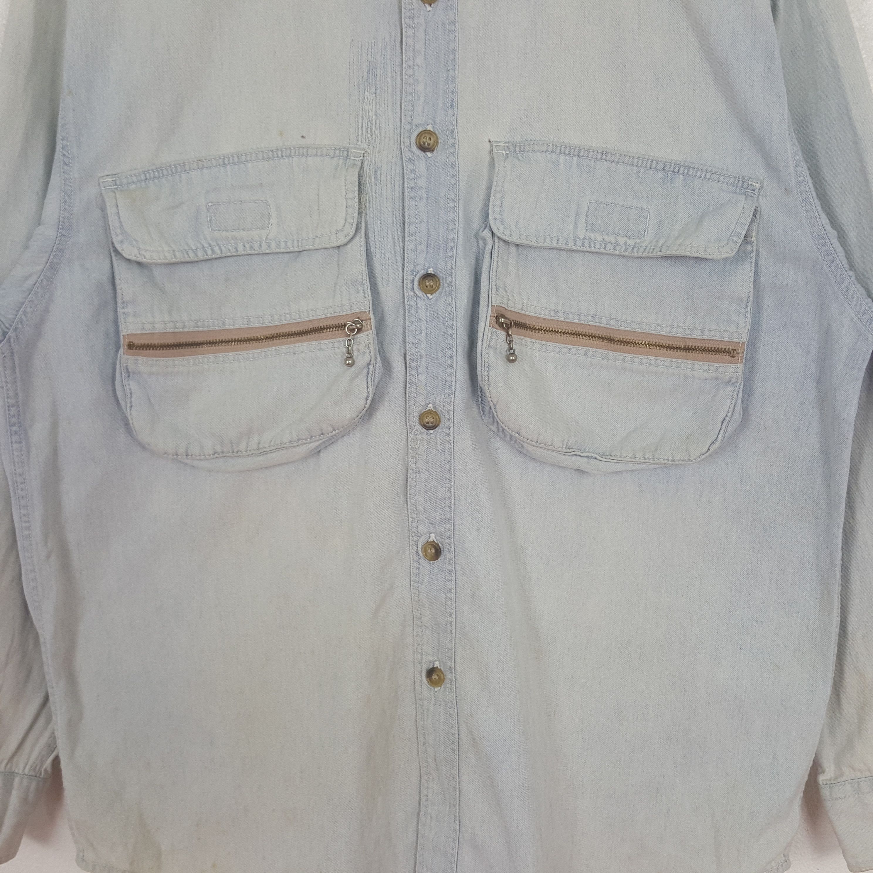 Wrangler Vintage Wrangler Double Pocket Denim Shirt Button Up C319N1 Size US L / EU 52-54 / 3 - 2 Thumbnail