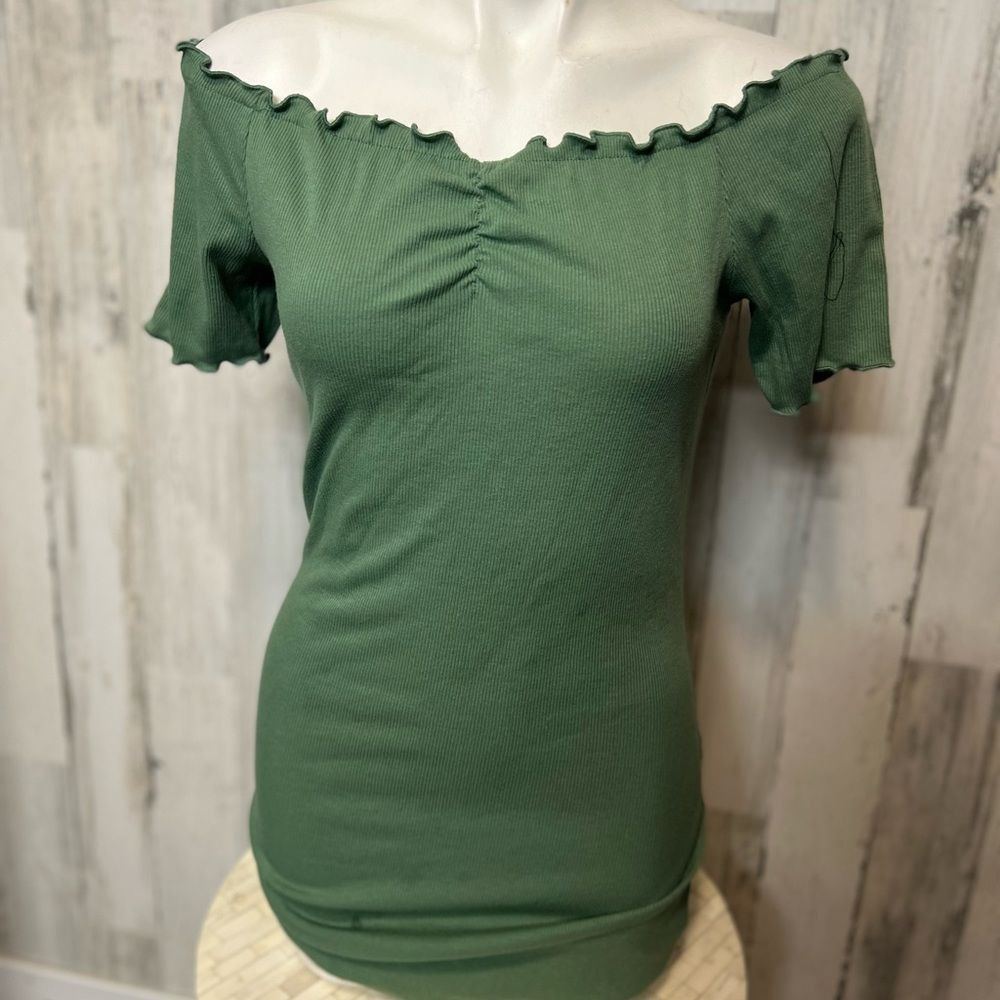 Other Green Off Shoulder Ribbed Bodycon Dress Size Large – Stretch Size L / US 10 / IT 46 - 1 Thumbnail