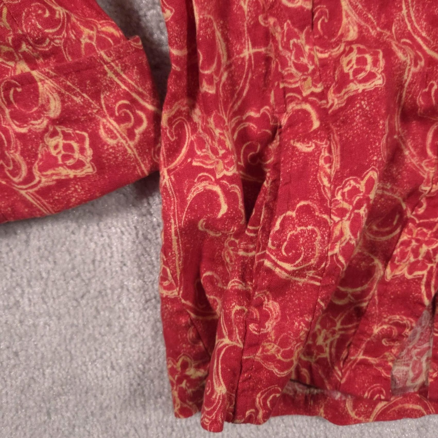 Vintage Christopher & Banks Jacket Womens M Red Linen Floral Snap Front Casual Size M / US 6-8 / IT 42-44 - 5 Thumbnail