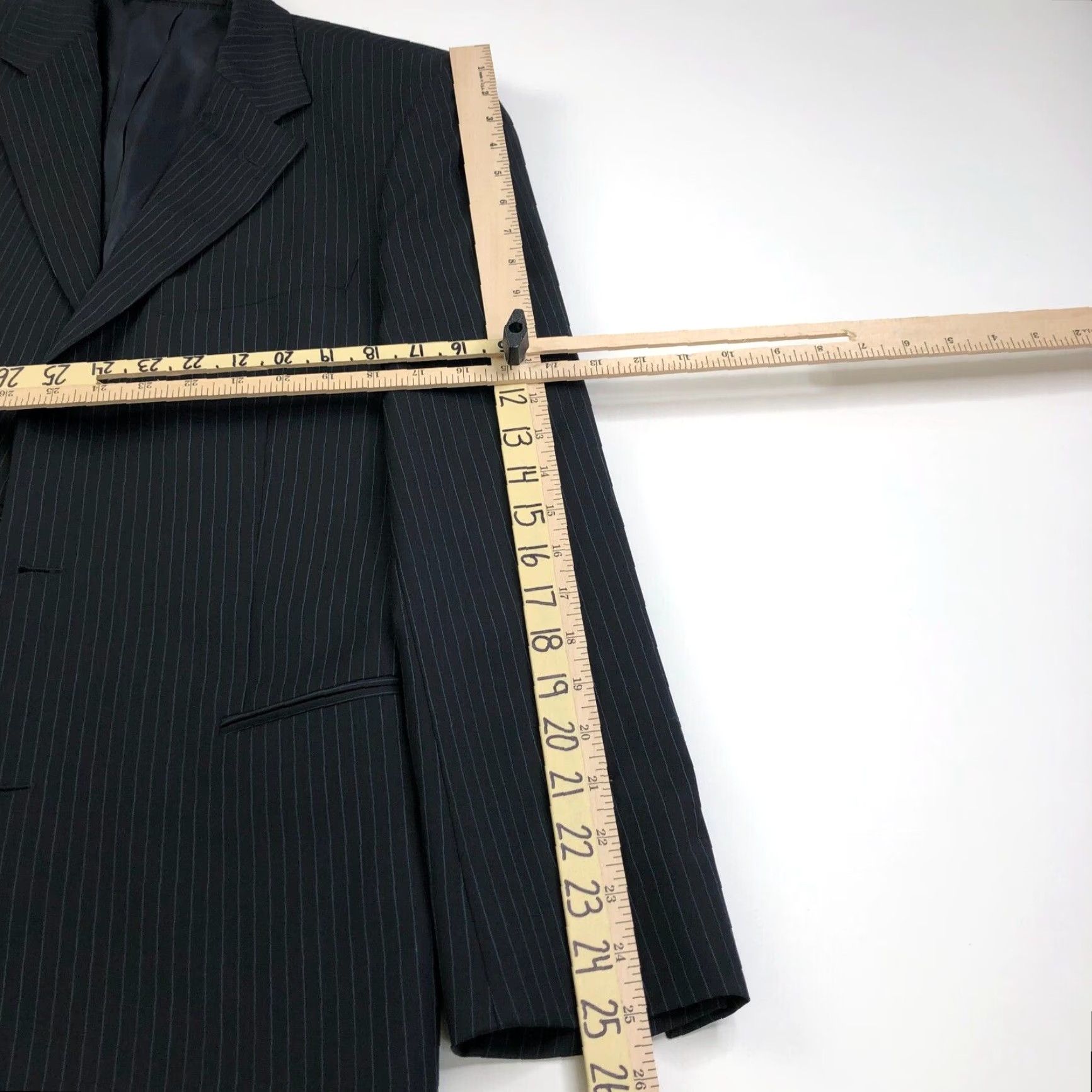 Hugo Boss Hugo Boss 38 R Three-Button Sport Suit Coat Jacket Striped Black Wool Men Suit Jacket Size 38R - 7 Thumbnail
