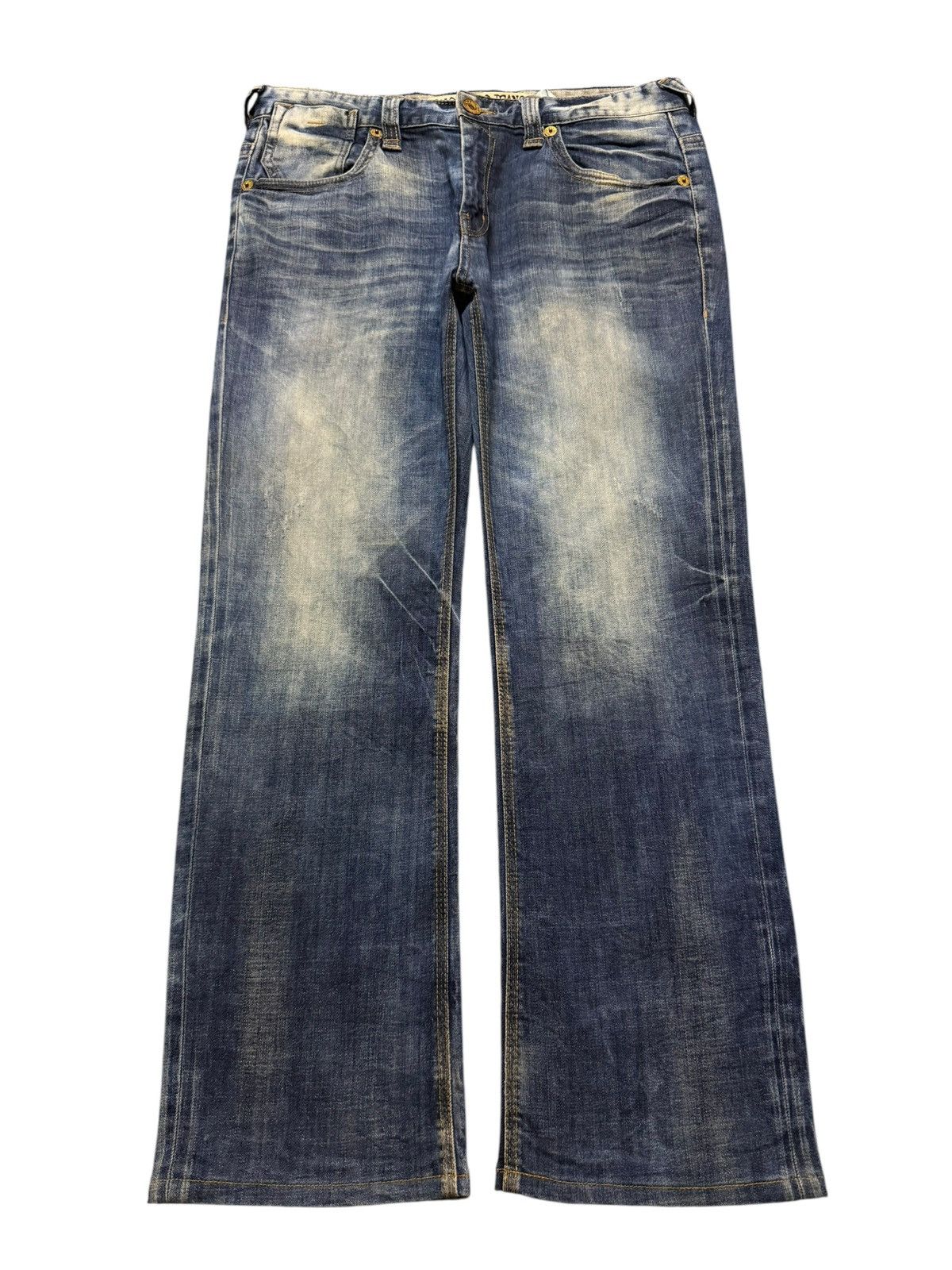 Japanese Brand Vintage Y2K Japanese Brand Blue Faded Wash Bleached Wide Leg Size US 35 - 1 Thumbnail