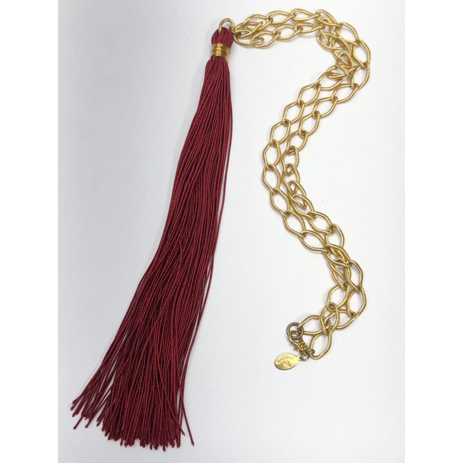 Vintage Burgundy red tassel long gold chain necklace Size ONE SIZE - 2 Thumbnail