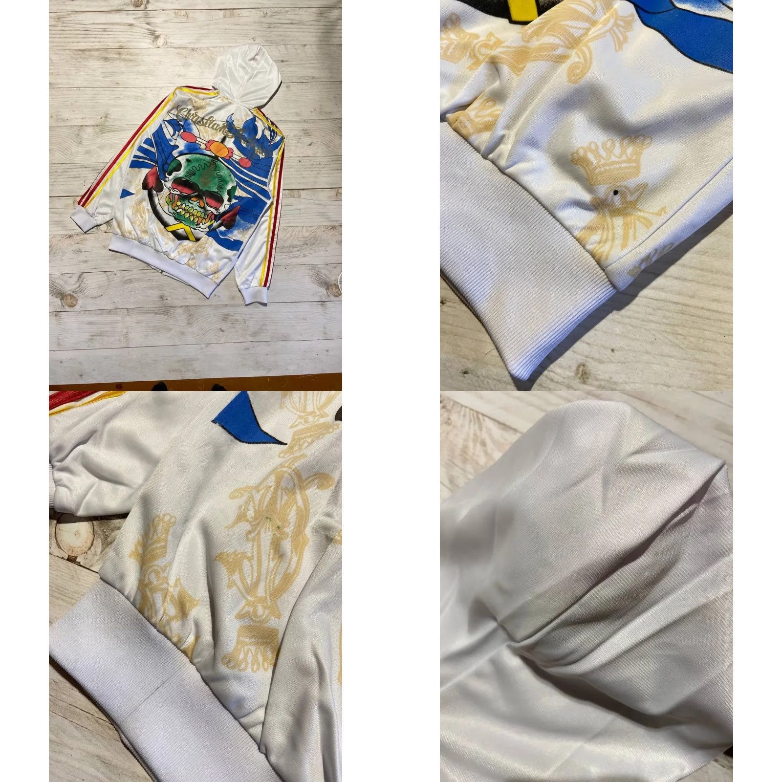 Ed Hardy VINTAGE Ed Hardy Track Jacket Hooded Men L White Bomber Jacket Size US L / EU 52-54 / 3 - 10 Thumbnail
