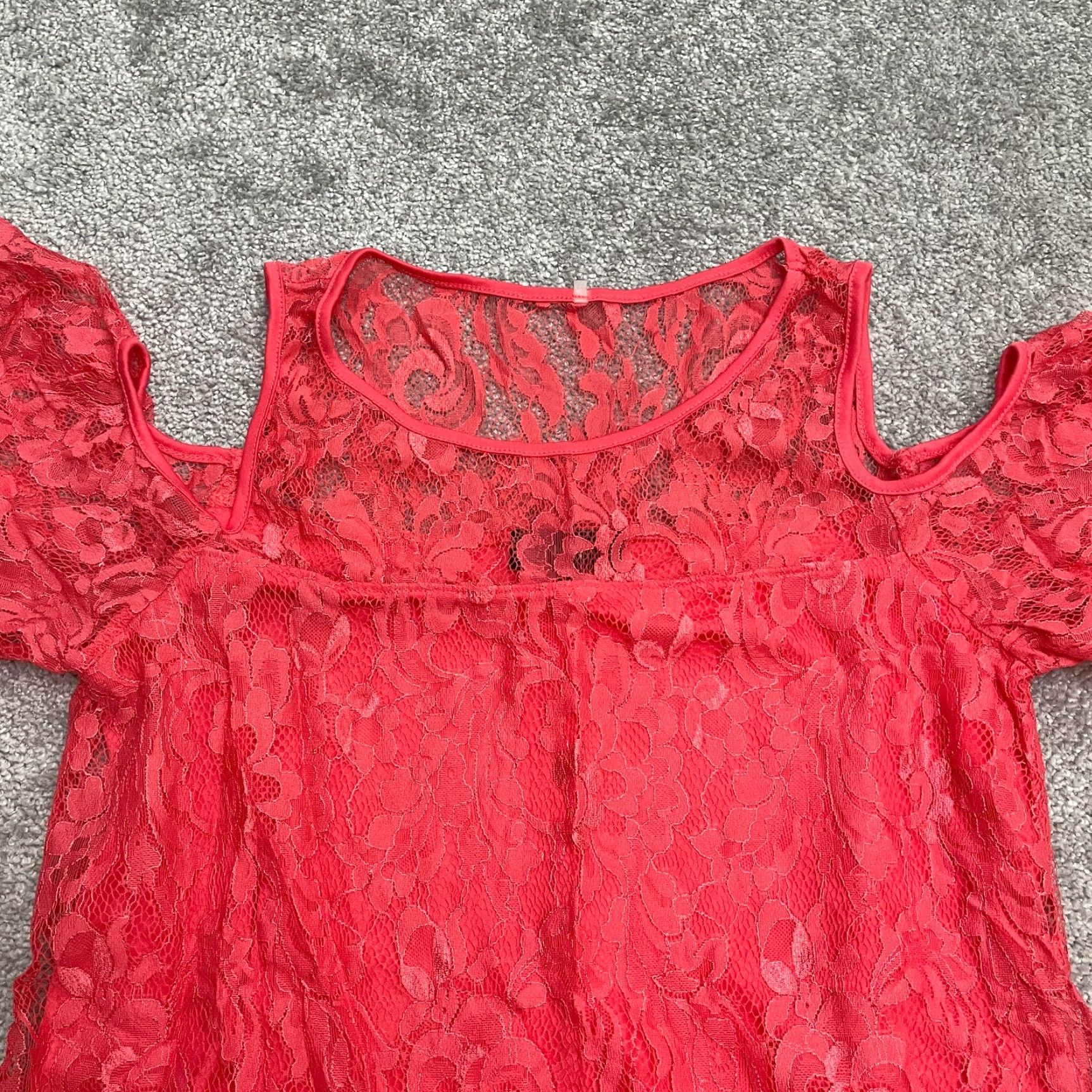 Pinko Naif Pink Blouse Womens M Short Sleeve Lace Cold Shoulder Nylon Top Regular Pink Fabric Basic Casual Vogue Size M / US 6-8 / IT 42-44 - 4 Thumbnail