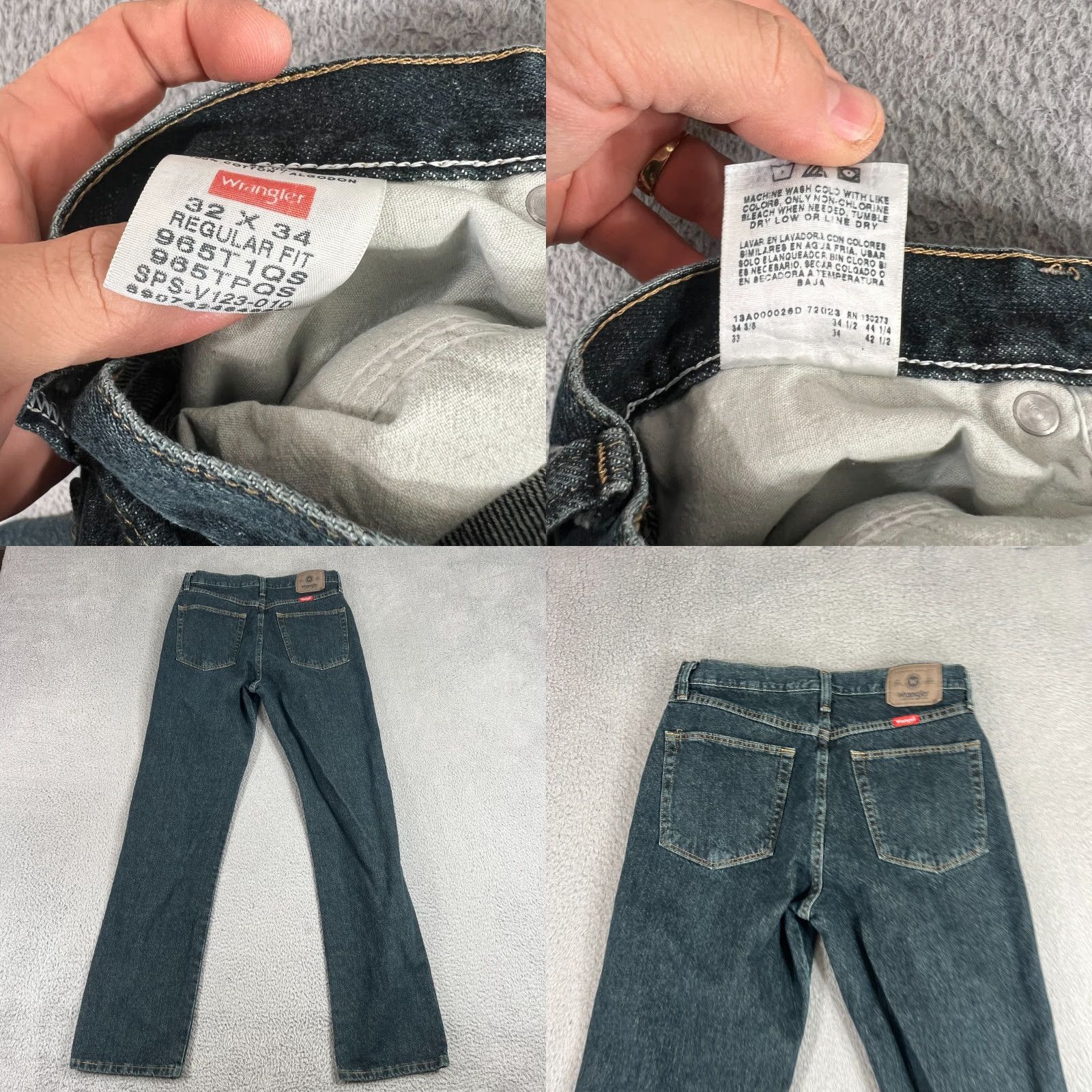 Wrangler Wrangler Jeans Mens 32x34 Blue Denim Regular Fit Straight Leg 965T1QS Size US 32 / EU 48 - 8 Thumbnail