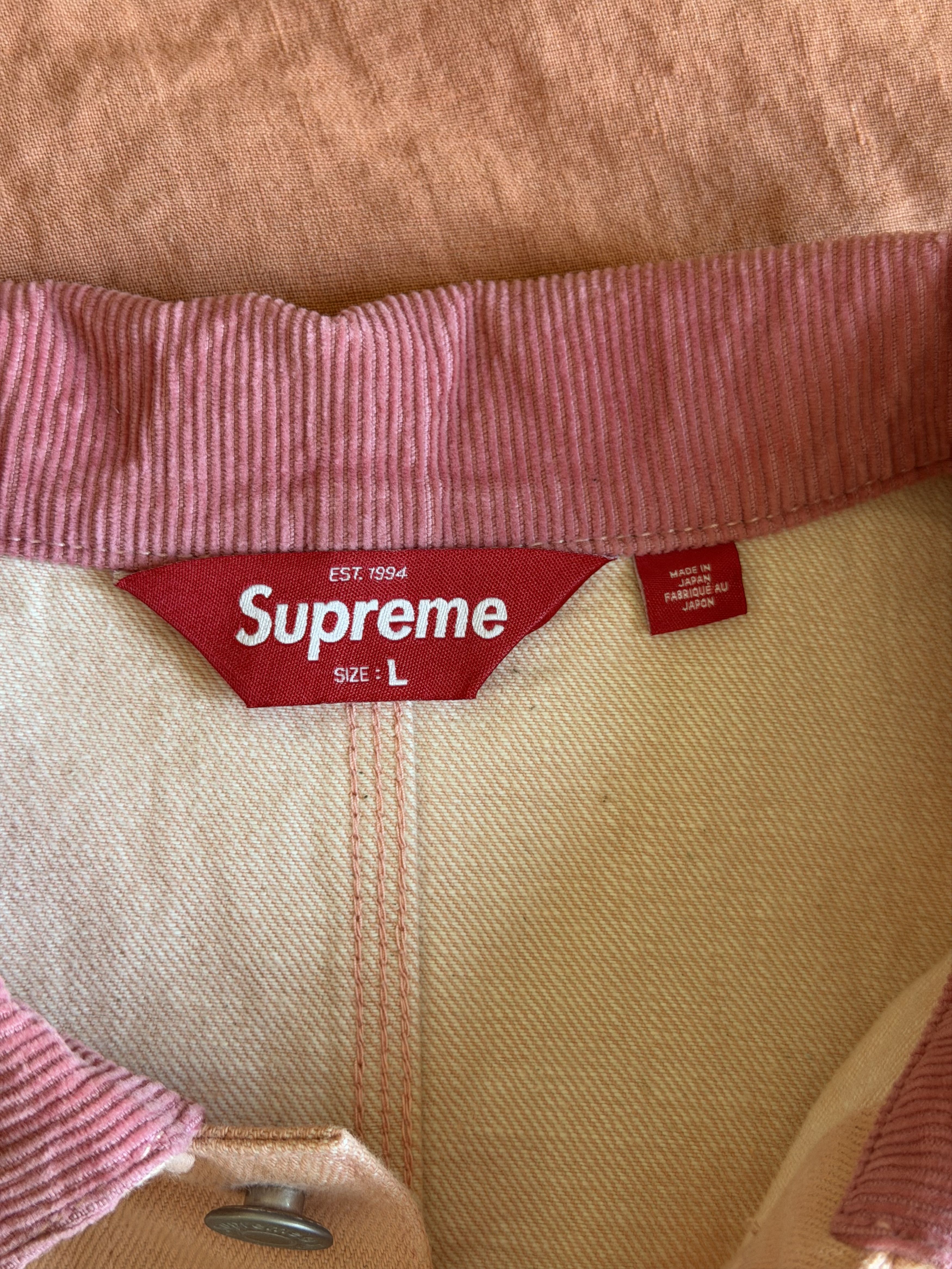 Supreme Supreme Distressed Selvedge Denim Trucker Jacket in Pink Size US L / EU 52-54 / 3 - 8 Thumbnail