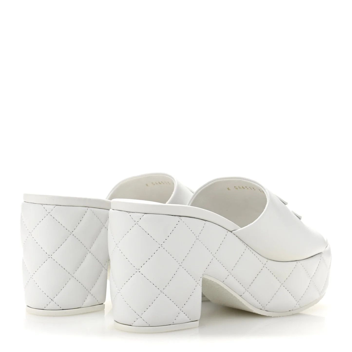 Chanel os11x0526 Lambskin Quilted CC Platform Mules in White Size US 7 / IT 37 - 5 Thumbnail