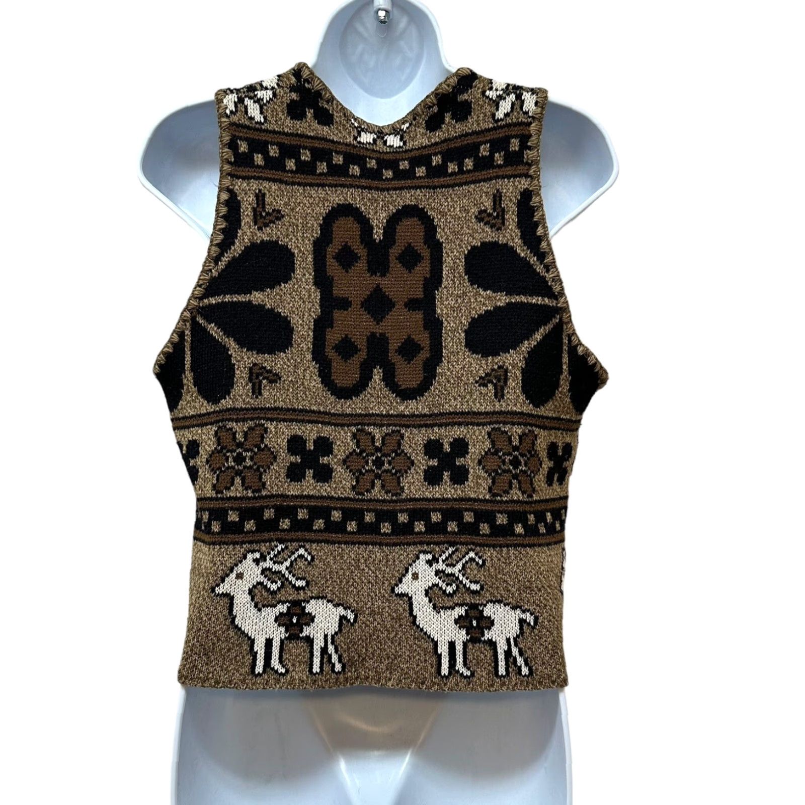 Vintage VINTAGE Wool Blend Knit Vest Button Front Hippy Ethnic Reindeer Size S/M Womens Size S / US 4 / IT 40 - 2 Thumbnail