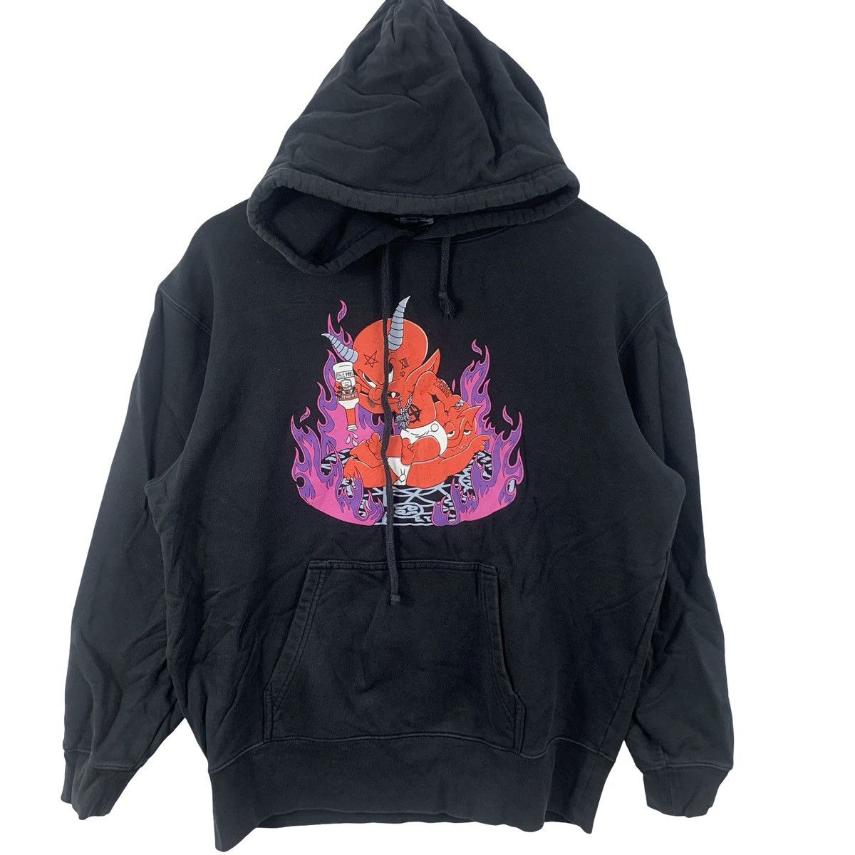 Anime Vintage DEMON FLAME AMINE Graphic Hoodie Streetwear Size US XL / EU 56 / 4 - 6 Thumbnail